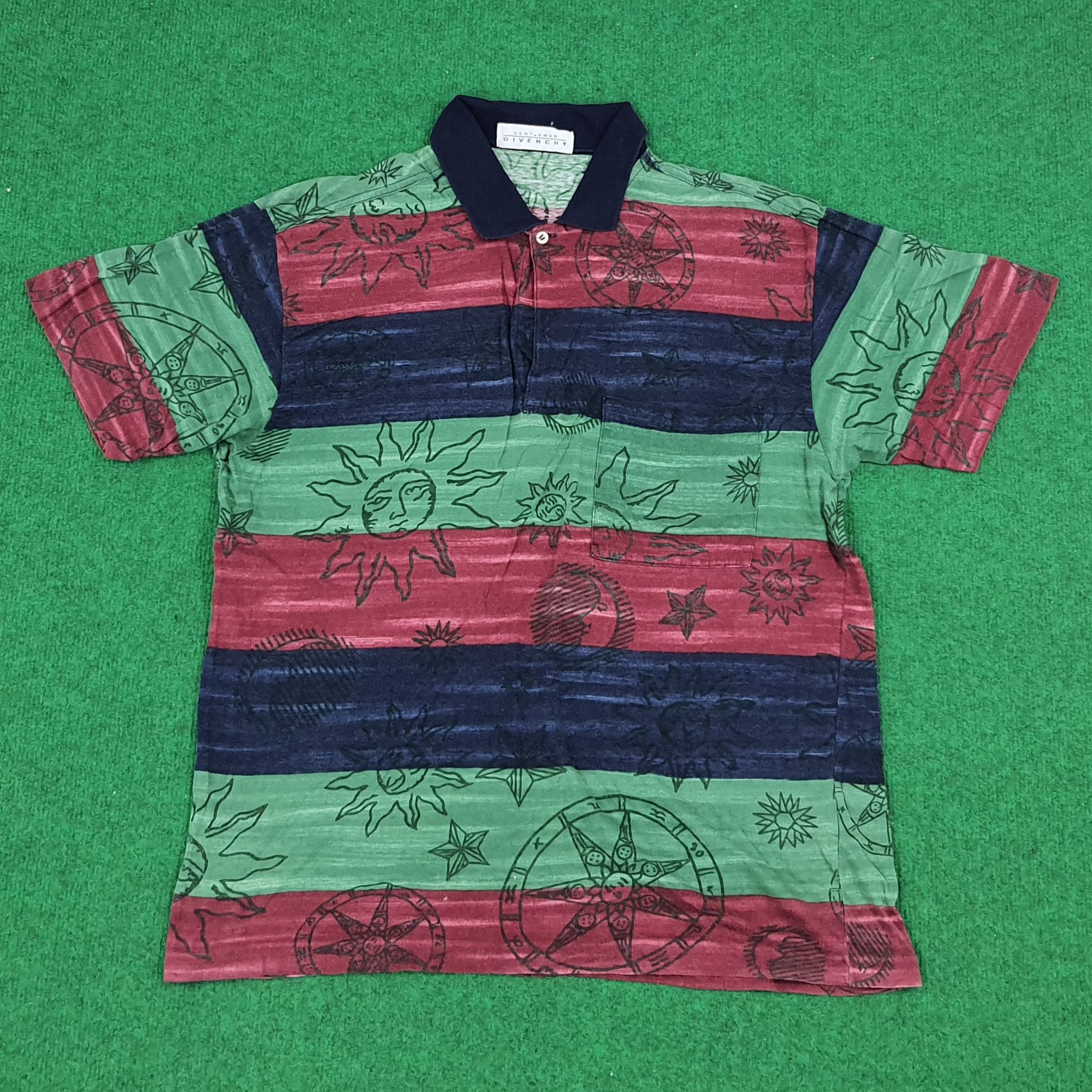 Vintage Givenchy Designer Stripes Polo Shirt