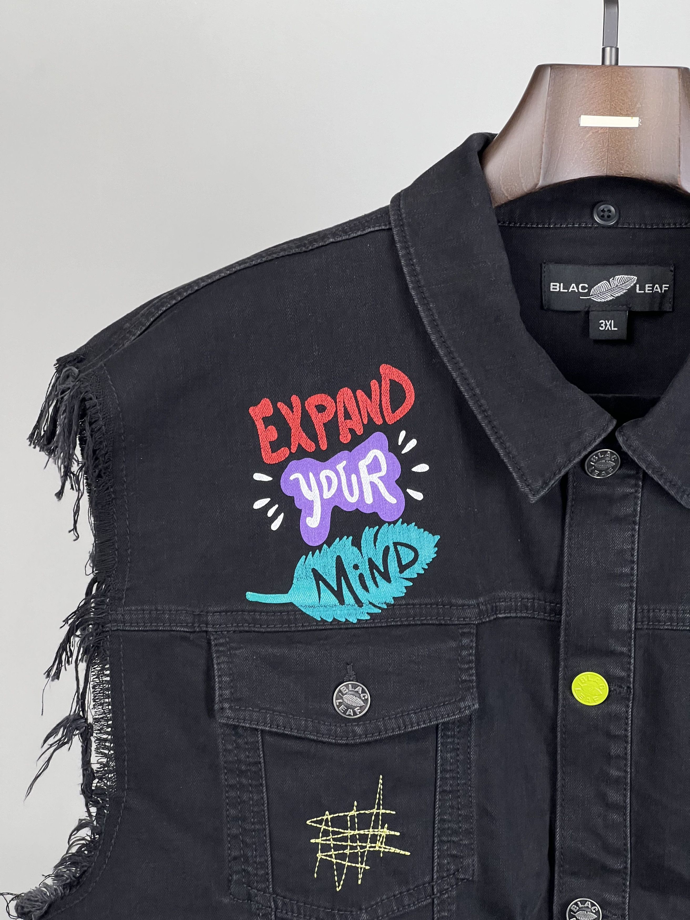 Other Blac Leaf EXPAND YOUR MIND Denim Sleeveless Vest Size US XXL / EU 58 / 5 - 8 Thumbnail