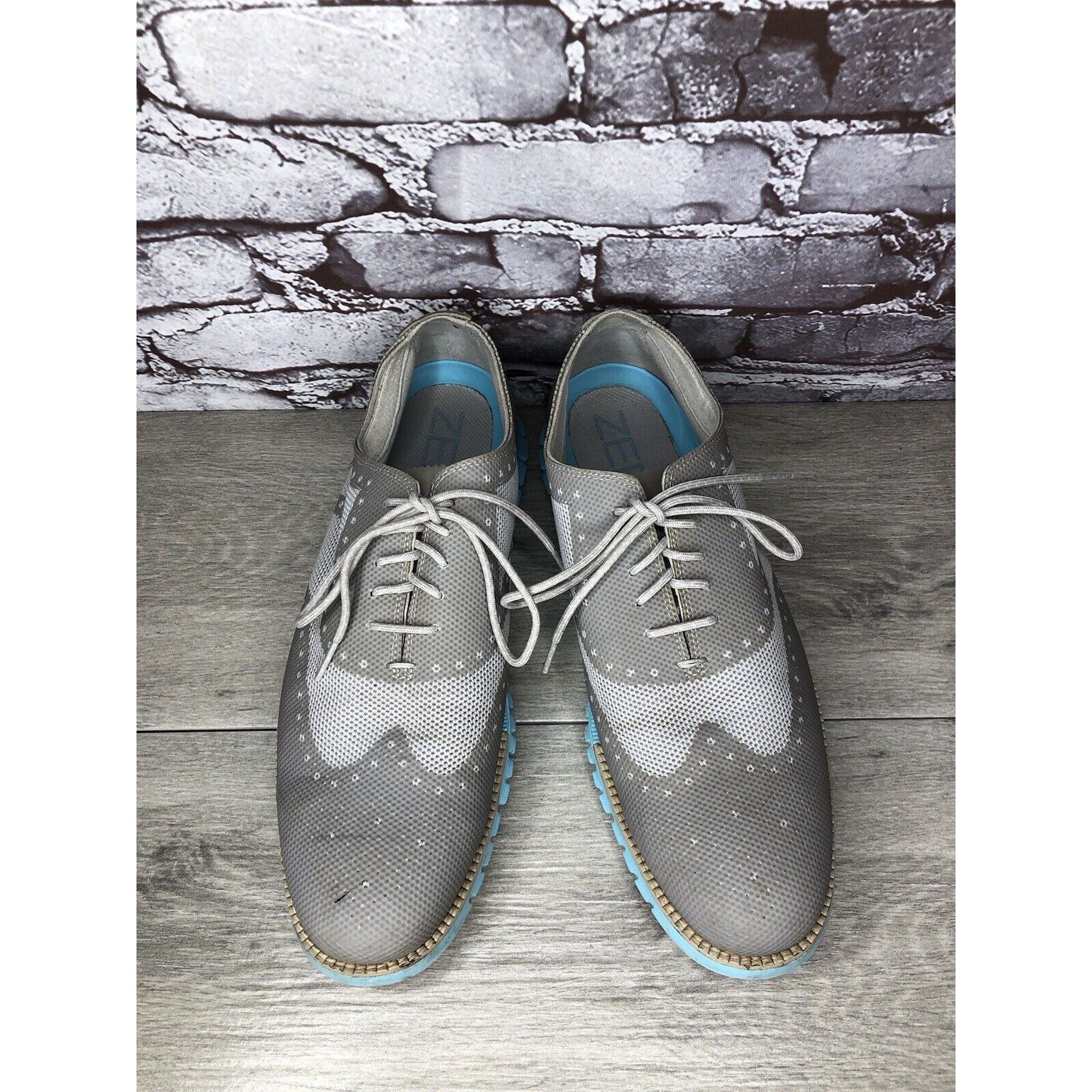Cole Haan Cole Haan ZeroGrand Grand.OS Gray Mesh Wingtip Blue Shoes Me Size US 12 / EU 45 - 2 Thumbnail