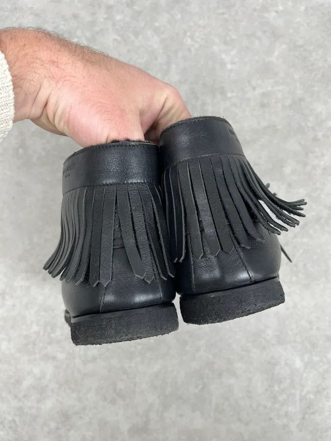 Saint Laurent Paris Yves Saint Laurent Black Leather Fringed Boots Size US 11 / EU 44 - 8 Thumbnail