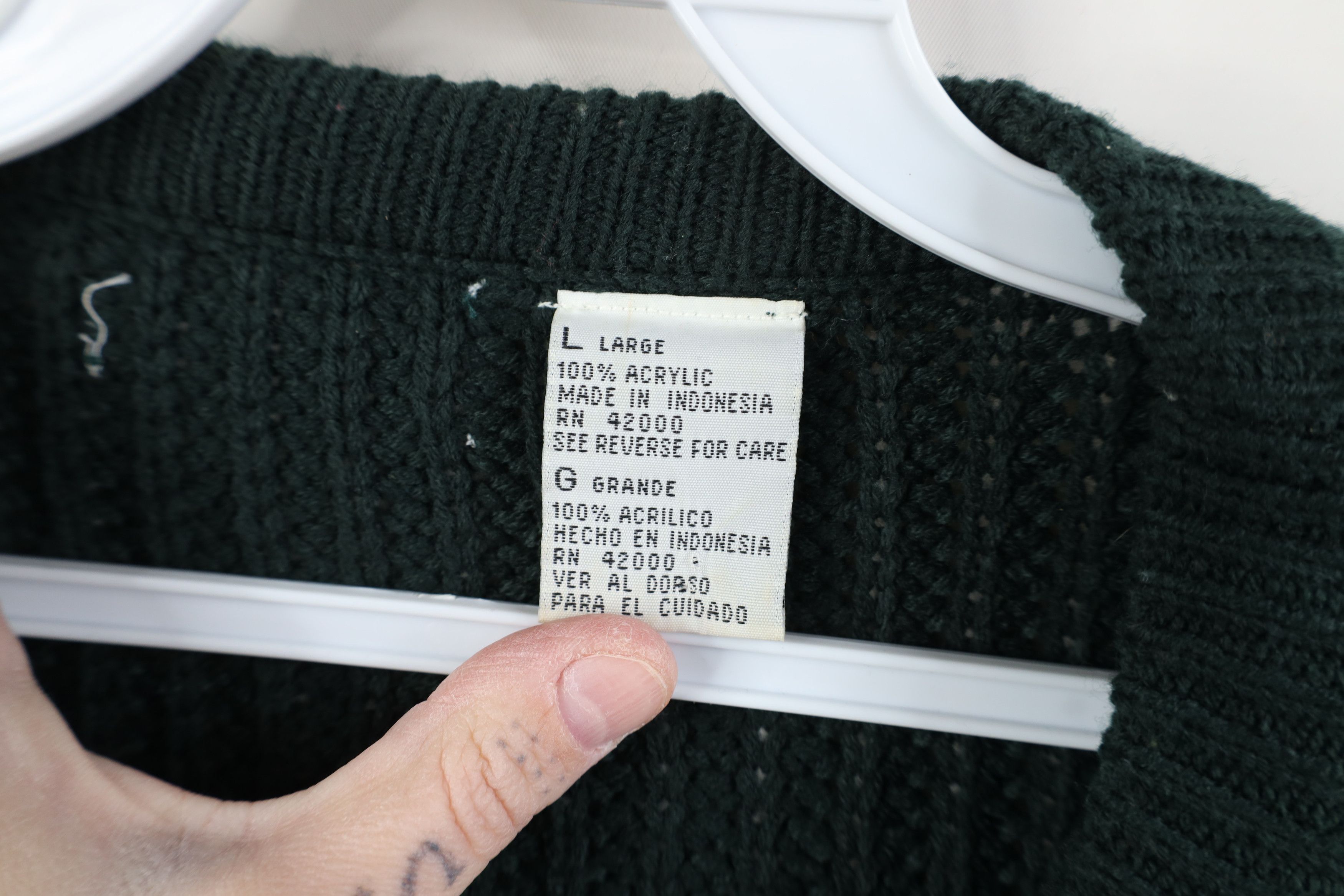Vintage Vintage 90s Streetwear Ribbed Knit Sweater Dark Green Size US L / EU 52-54 / 3 - 4 Thumbnail