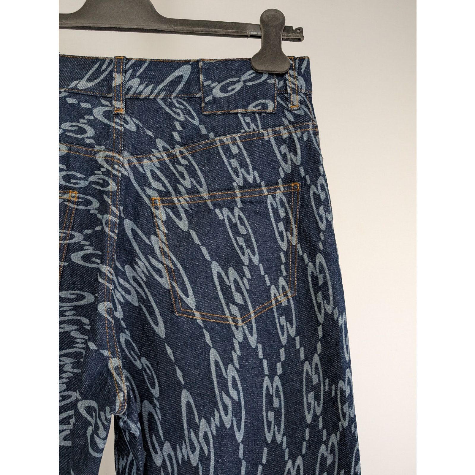 Gucci o1rshd1 ECO Org GG Distorted Laser Pant in Dark Blue Size US 32 / EU 48 - 9 Thumbnail