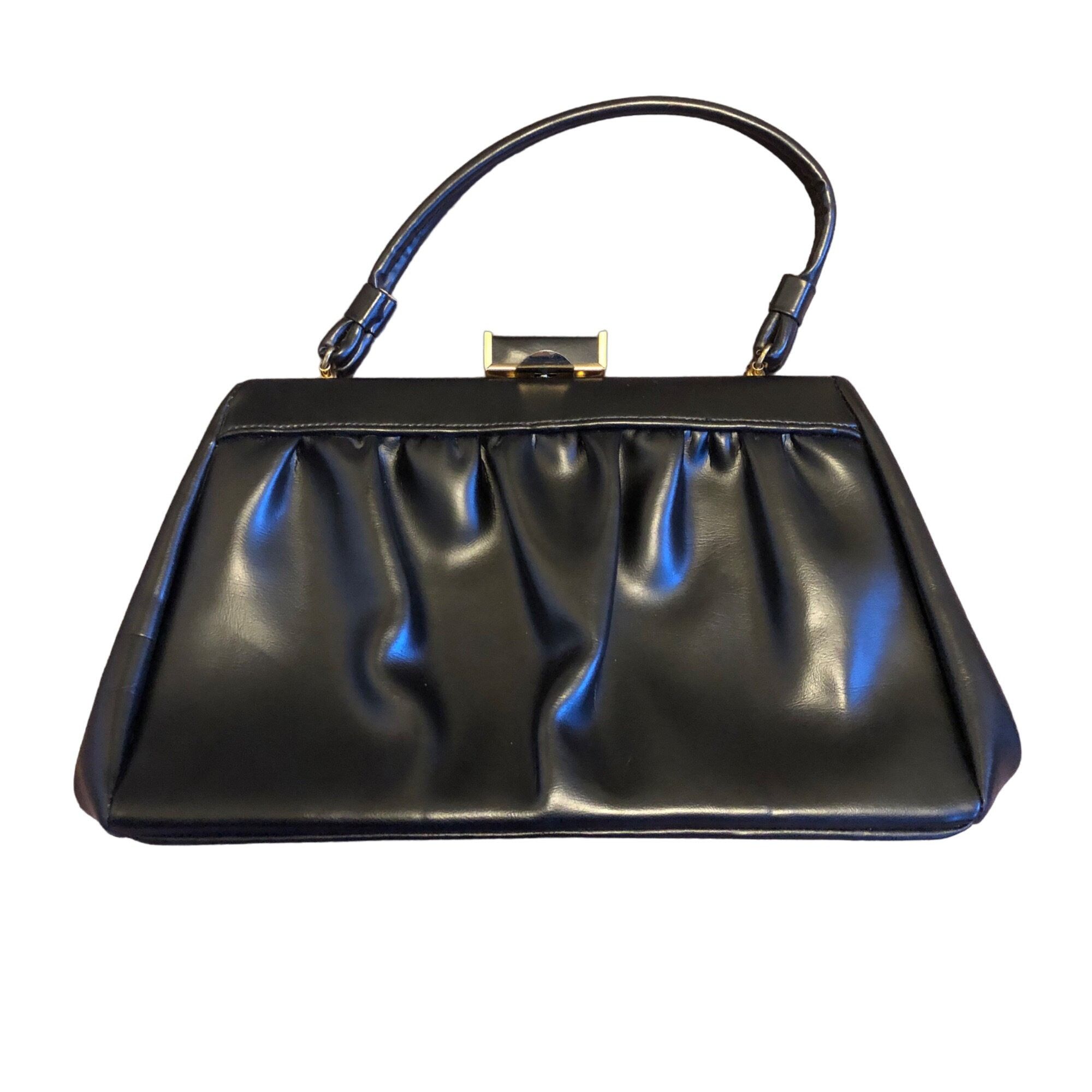 Vintage Vintage Stylemark Solid Black With Gold Metal Clasp Handbag Size ONE SIZE - 1 Thumbnail