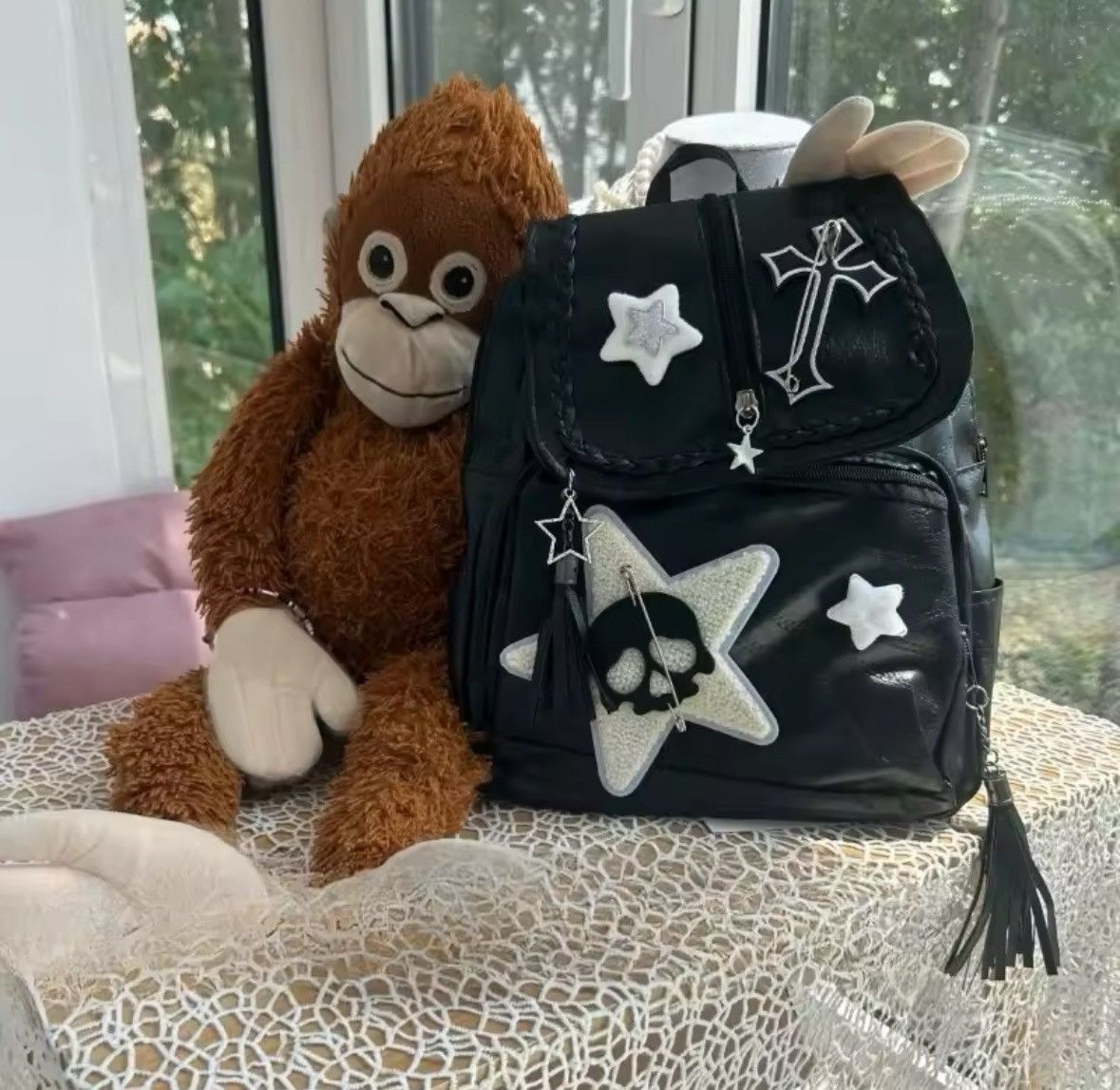 Japanese Brand Handmade Punk Casual Backpack Shining Star Size ONE SIZE - 2 Thumbnail