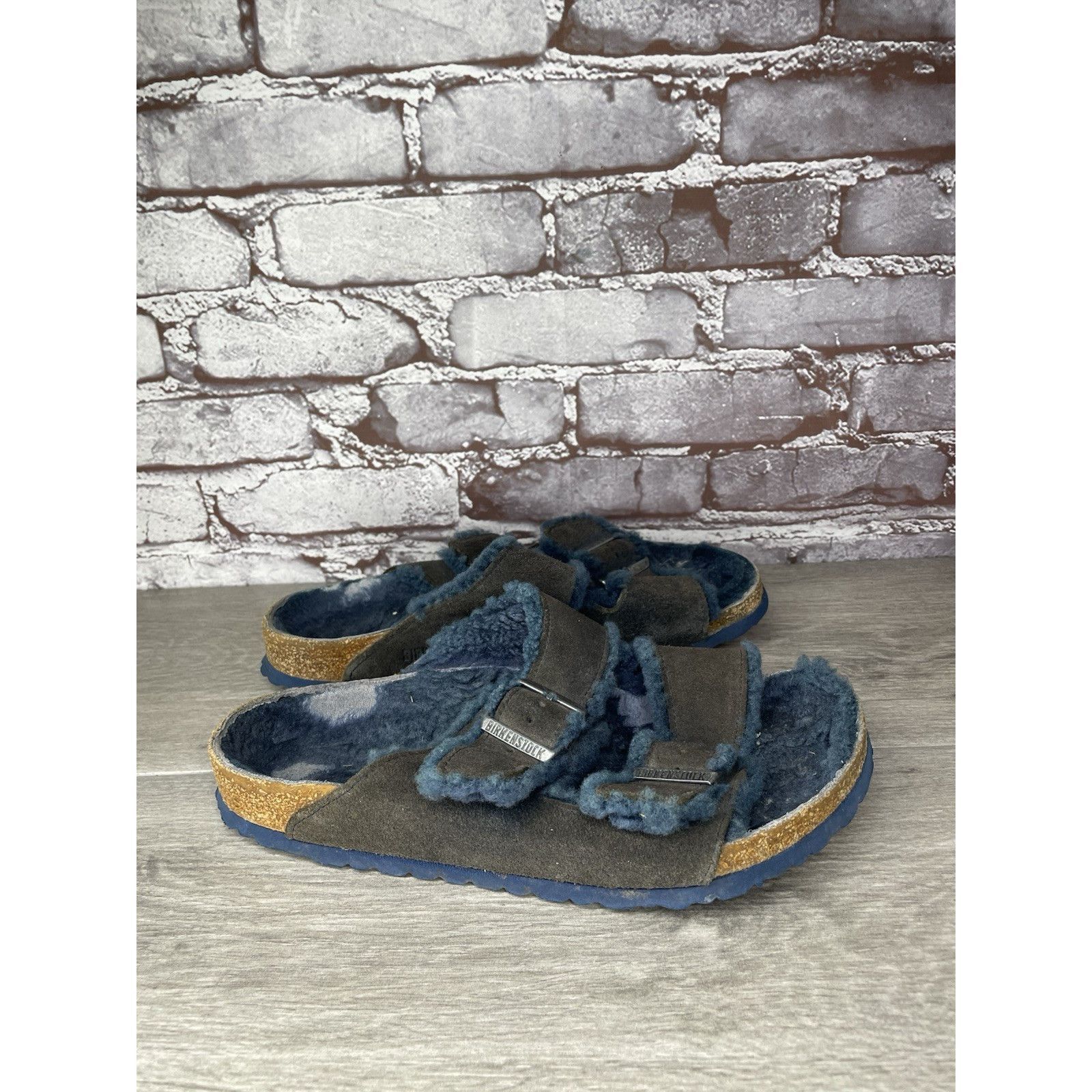Birkenstock Birkenstock Arizona Fur Midnight Navy Strap Slides Sandals W Size US 10 / IT 40 - 14 Thumbnail