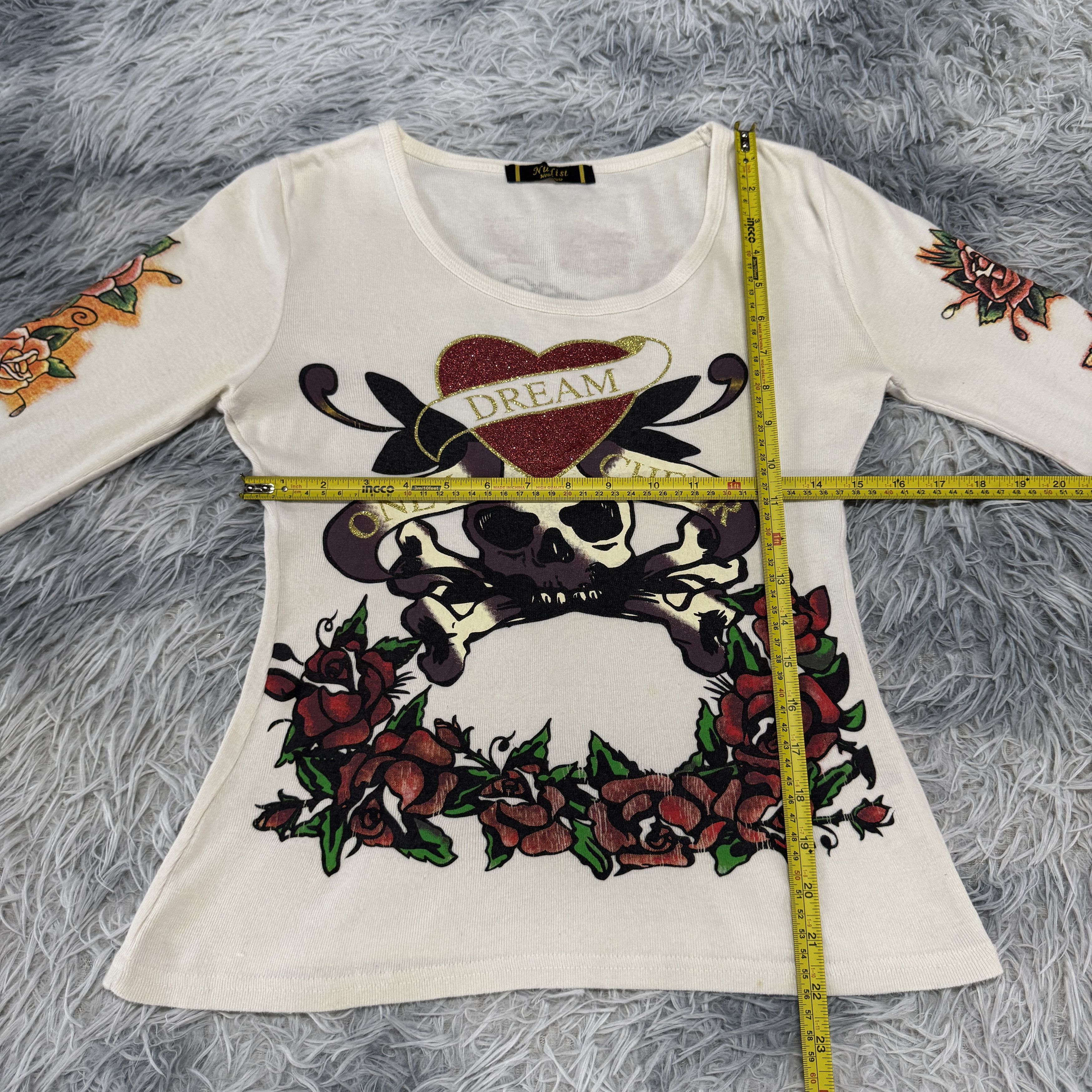 Vintage Rare Vintage Tattoo Style Skull Rose Long Sleeve Size XXS / US 00 / IT 34 - 10 Thumbnail