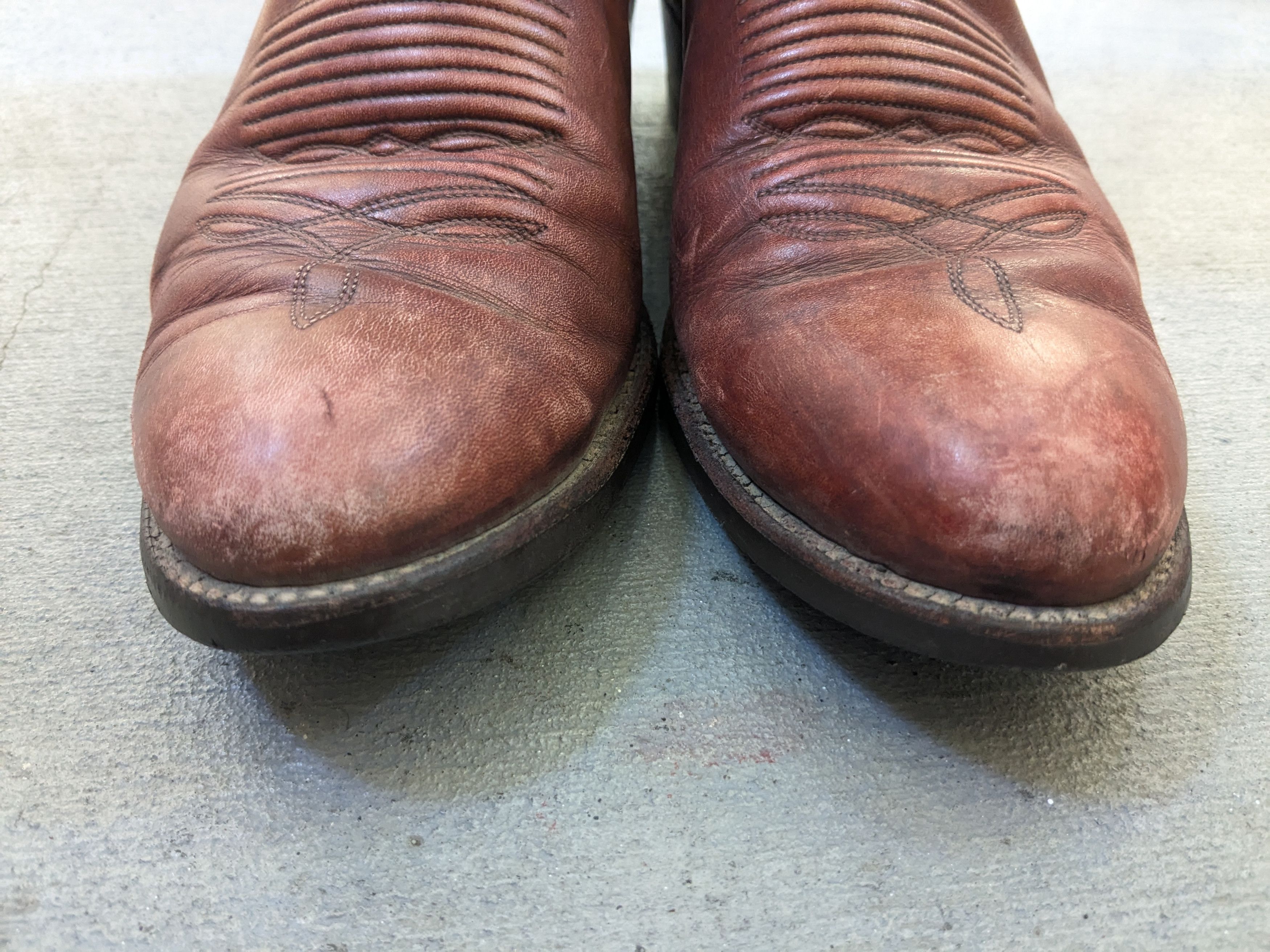 Genuine Leather J Chisholm Cowboy Boots Brown 11 D USA Botas Size US 11 / EU 44 - 2 Thumbnail