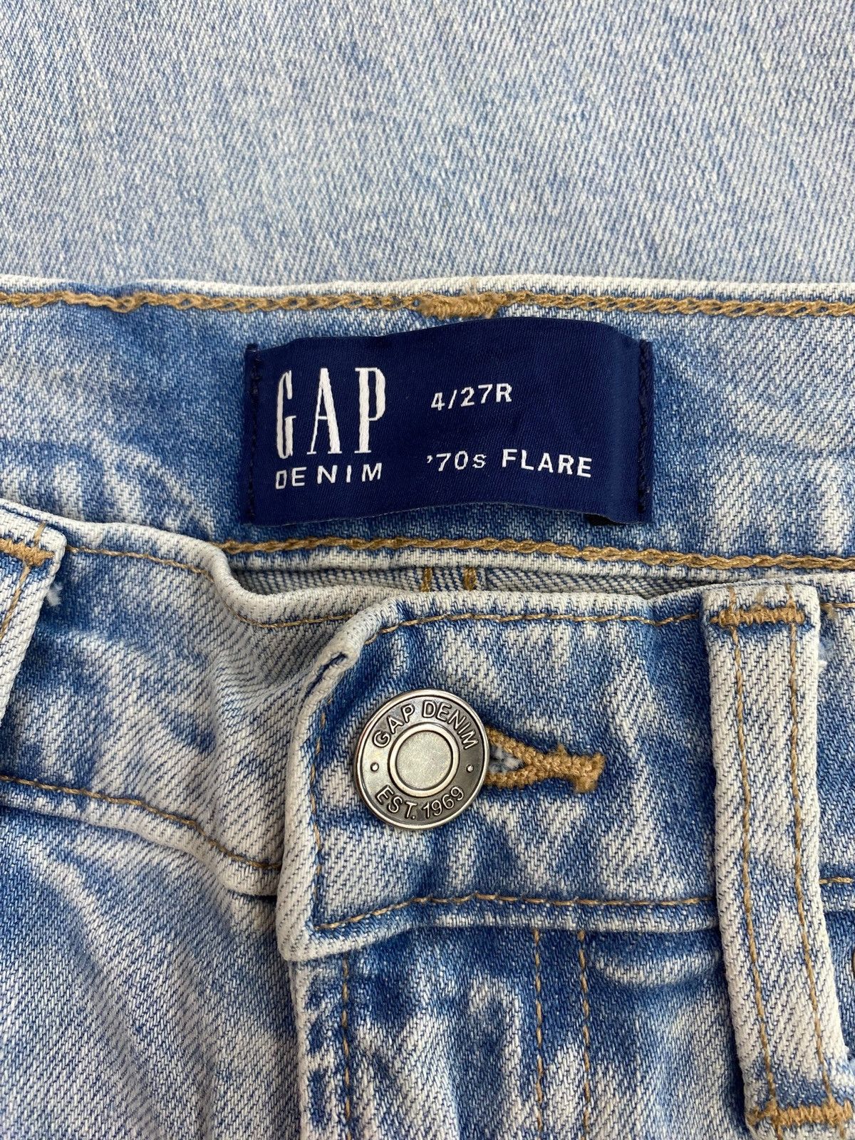 Gap Gap Acid Blue Wash Ripped Style Flare Jeans Size US 27 - 10 Thumbnail