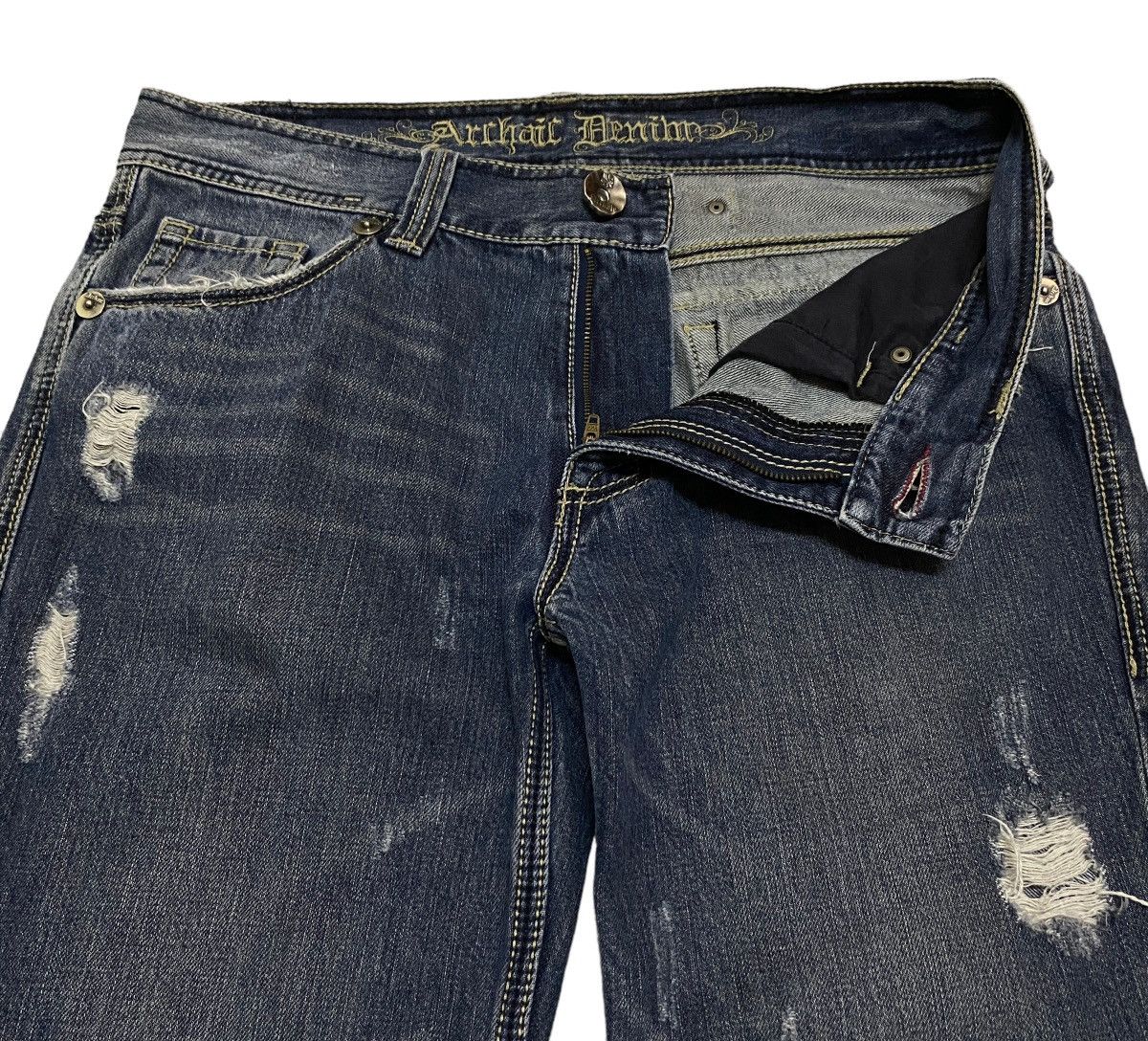 14th Addiction × Japanese Brand × Le Grande Bleu (L.G.B.) Very Rare Design Vintage Brand Archair Denim Jeans 2000s Size US 34 / EU 50 - 6 Thumbnail