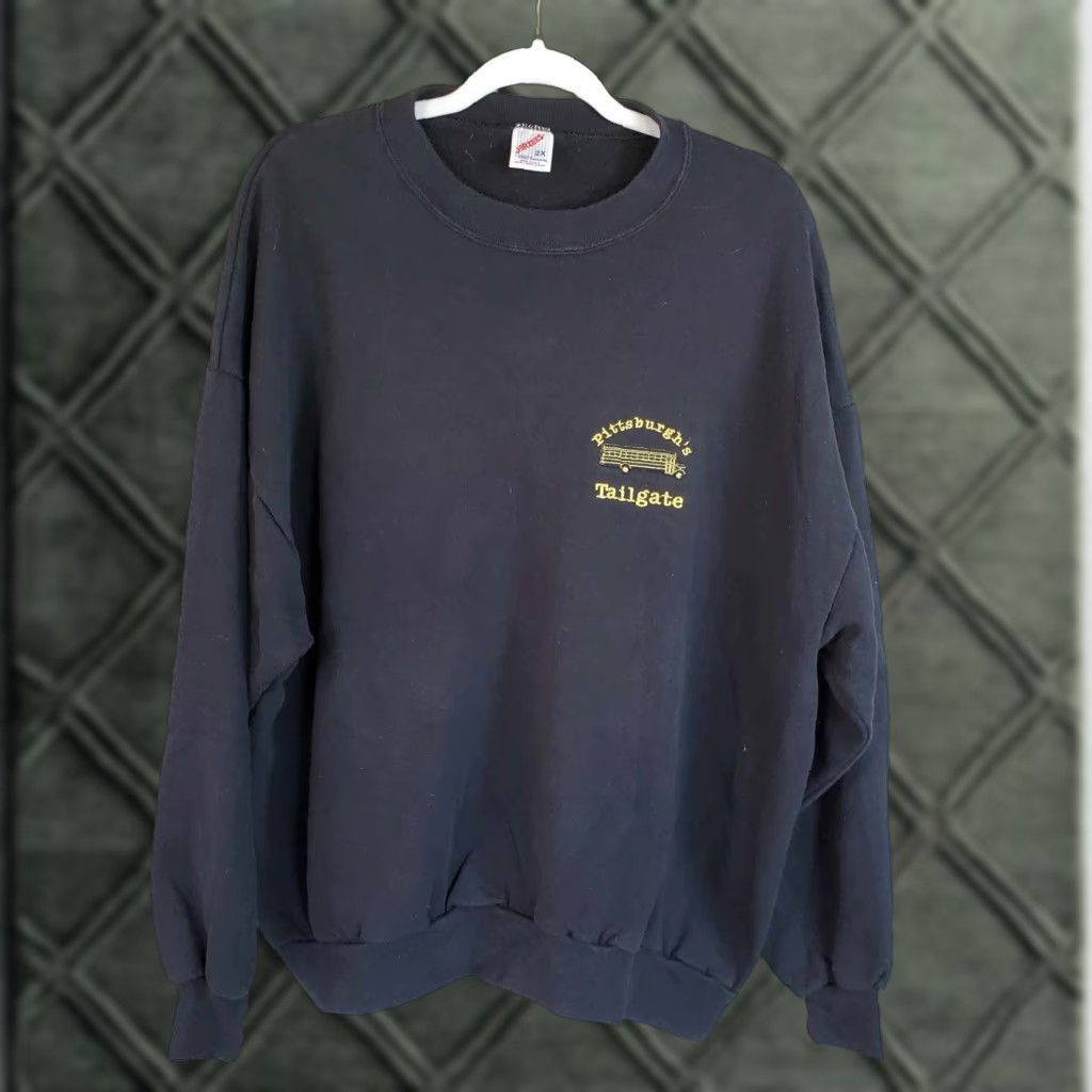 Jerzees VINTAGE Jerzees Pittsburgh Steelers Crewneck Sweatshirt 2XL Black Unisex Adults Pullover 90s Y2K USA Made Size US XXL / EU 58 / 5 - 1 Thumbnail