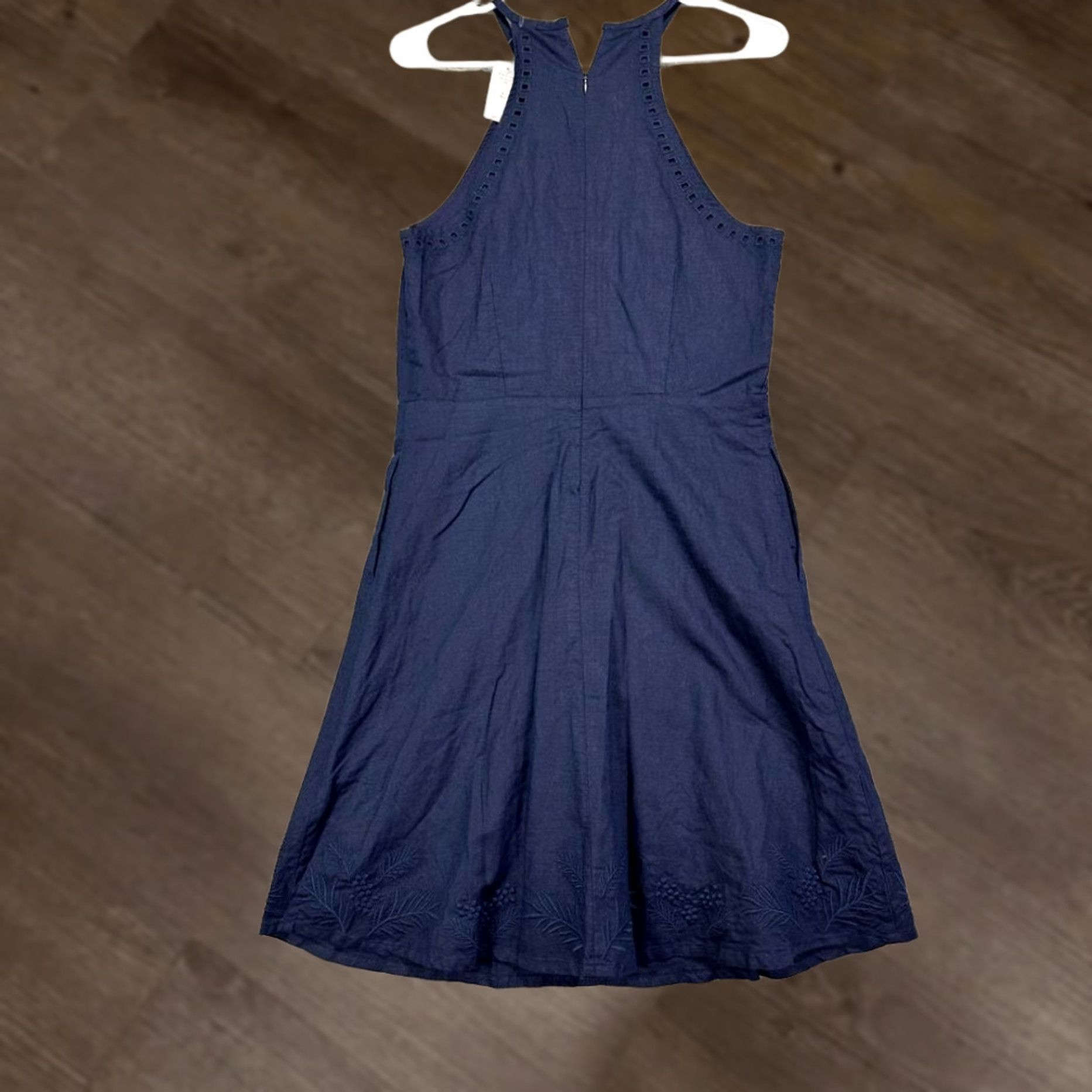 Gap VINTAGE Gap Dress Womens 4T Tall Halter Navy Linen Cotton Embroidered Fit & Flare NEW Size S / US 4 / IT 40 - 1 Thumbnail