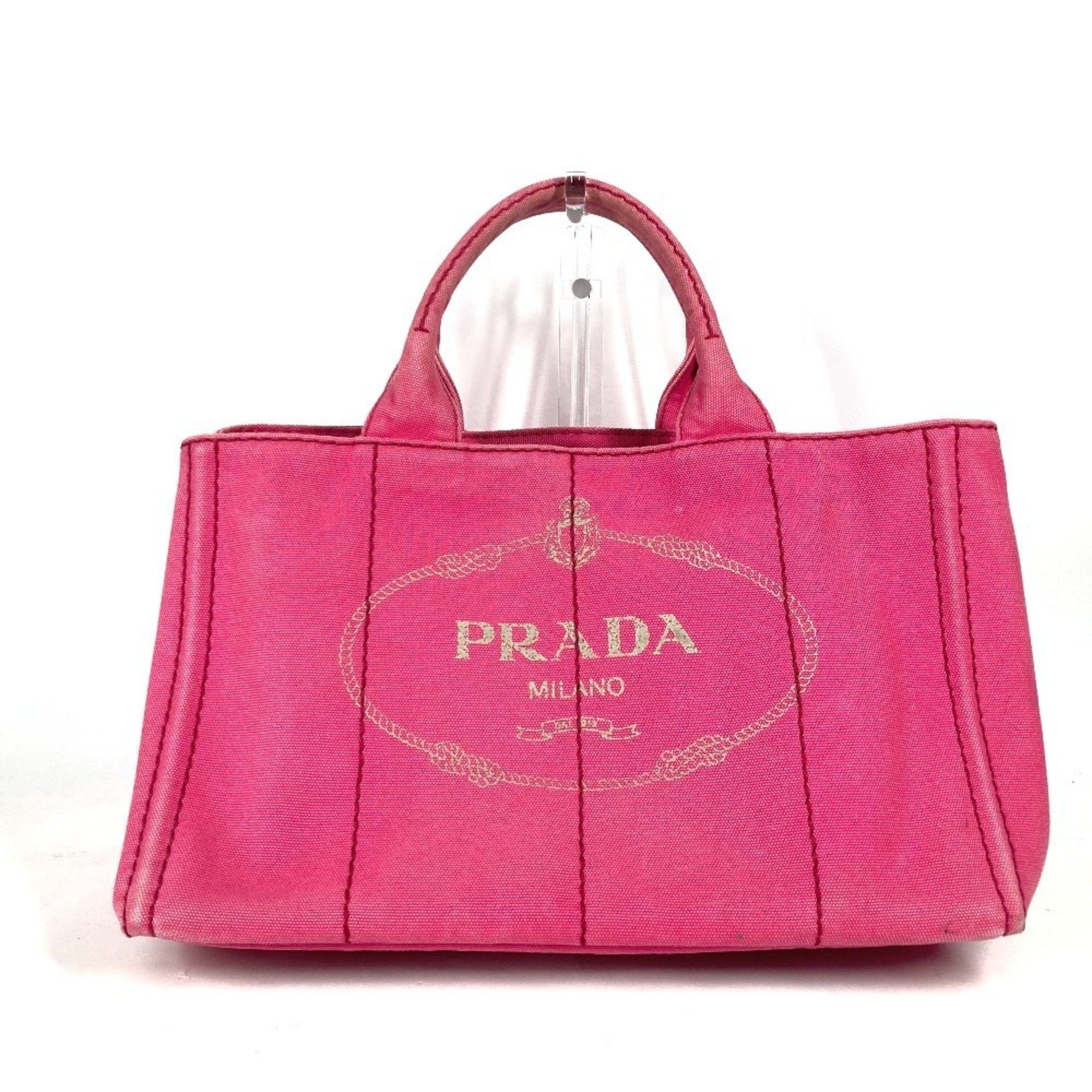 Prada Canapa Logo Bag Shoulder Tote Canvas Women's Pink