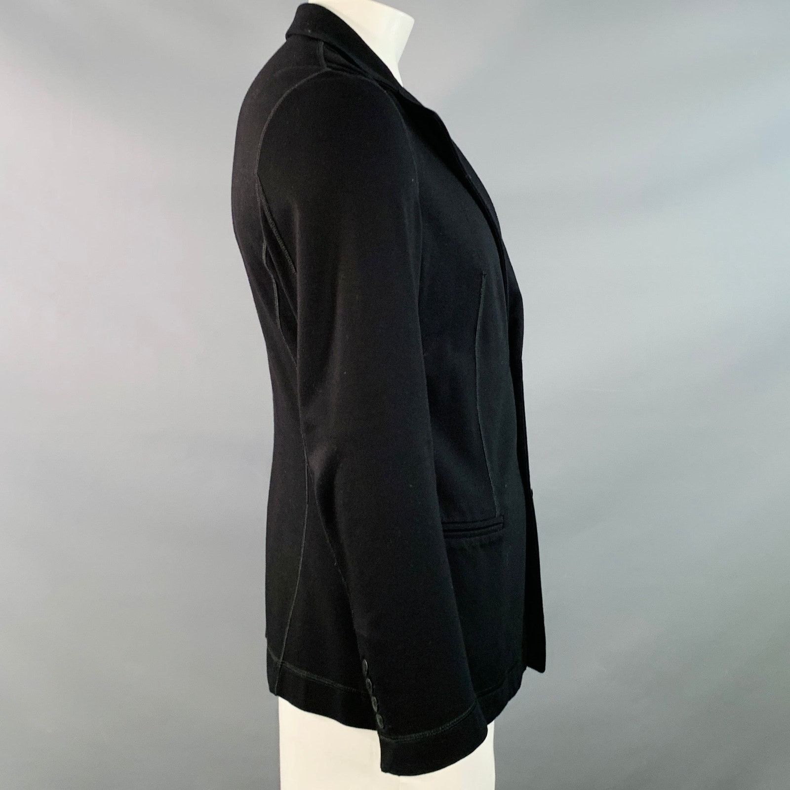 Emporio Armani EMPORIO ARMANI Regular Black Viscose Notch Lapel Jacket Size 40R - 2 Thumbnail