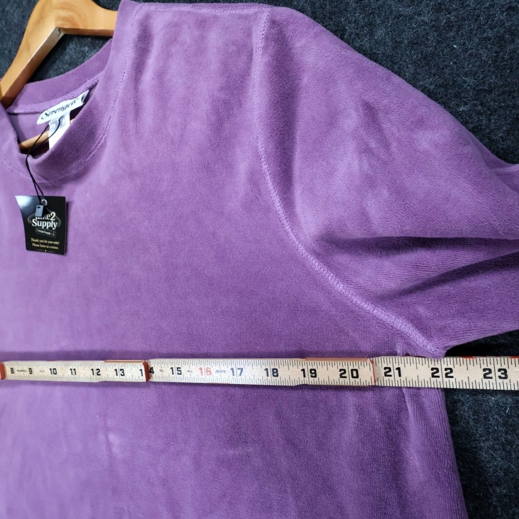 Velour Serengeti Velour Pullover Womens Large Purple Long Sleeve Pocket Top Size L / US 10 / IT 46 - 3 Thumbnail