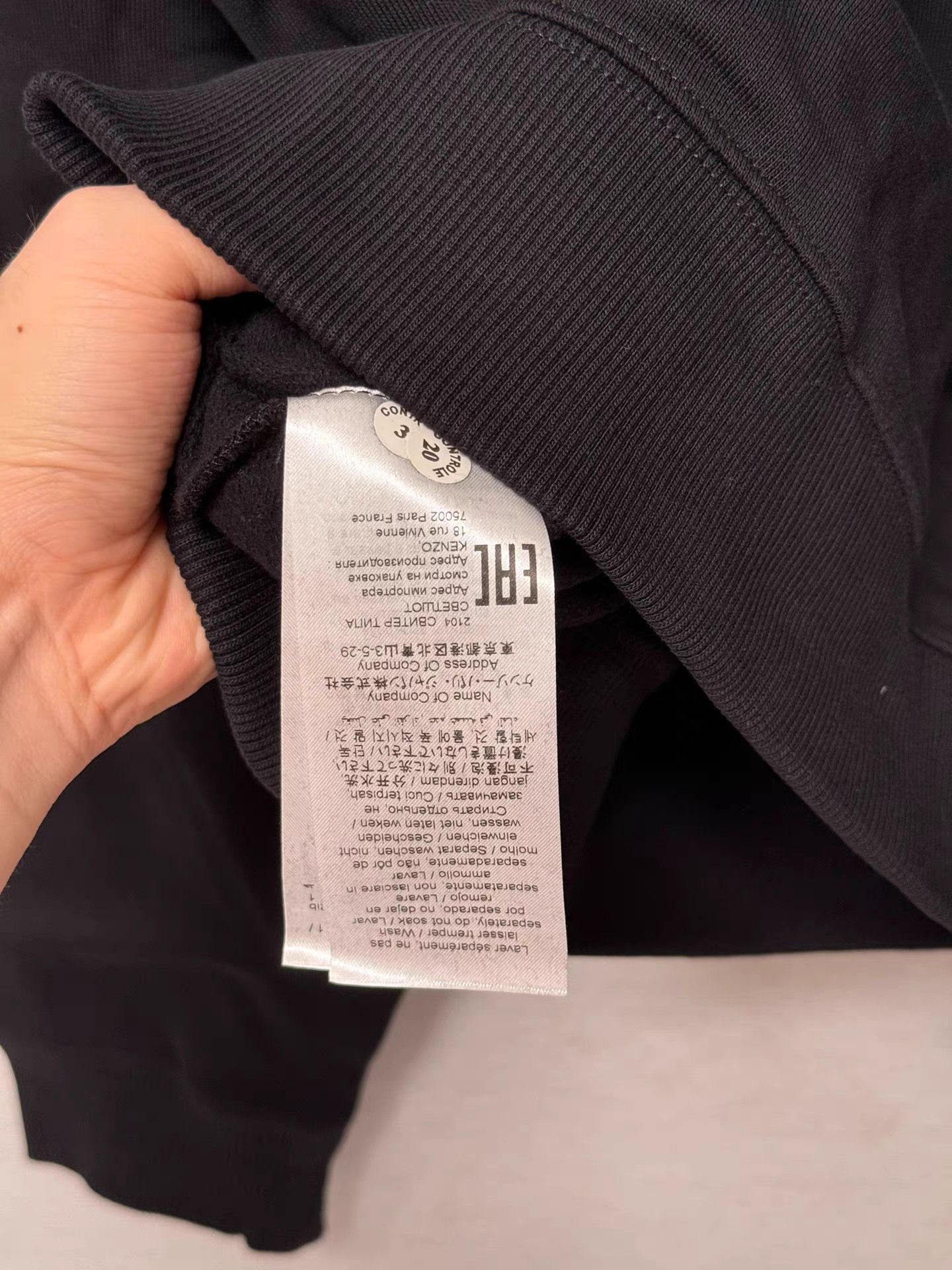 Kenzo Kenzo Black Crew Neck Sweatshirt K6 Size US L / EU 52-54 / 3 - 4 Thumbnail