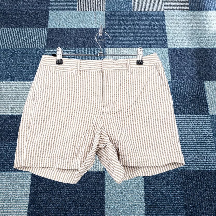 Vintage A New Day Womens Shorts 2 Tan Crinkle Chino Mid-Rise Striped Flat Front Casual Size 26" / US 2 / IT 38 - 1 Thumbnail