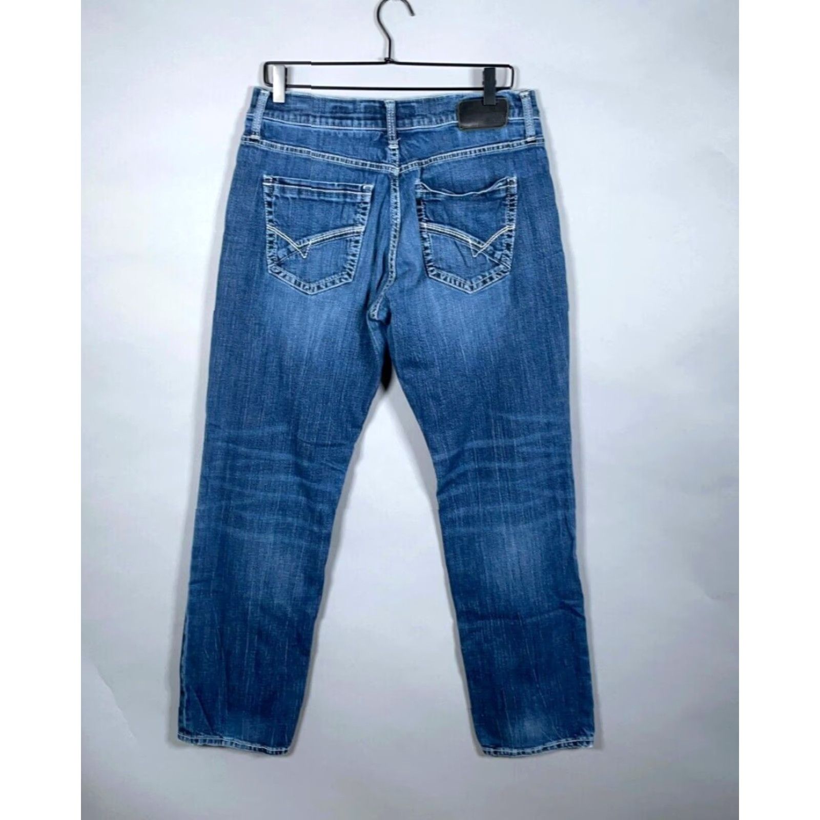 Vintage VINTAGE BKE Carter Men's 33 x 30 Blue Denim Straight Leg Low Rise Stretch Jeans Size US 33 - 2 Thumbnail