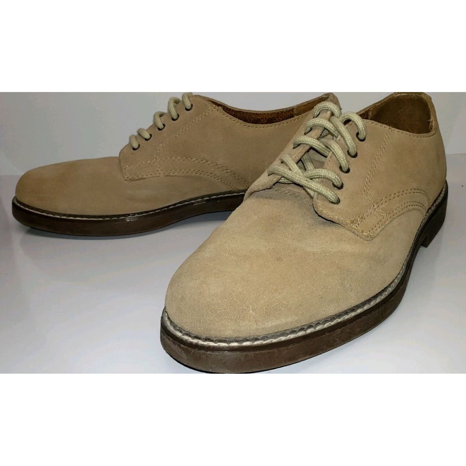 Vintage Leather Collection Men's Suede Oxford Sz. 9.5W Beige/Khaki Casual Lace-Up Shoes Size US 10 / EU 43 - 4 Thumbnail