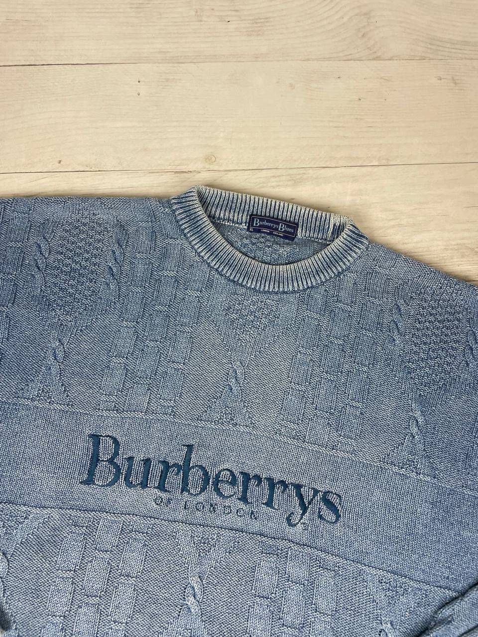 Burberry Vintage Burberrys Blues Knit Sweater Big Logo Men Size XL Size US XL / EU 56 / 4 - 2 Thumbnail