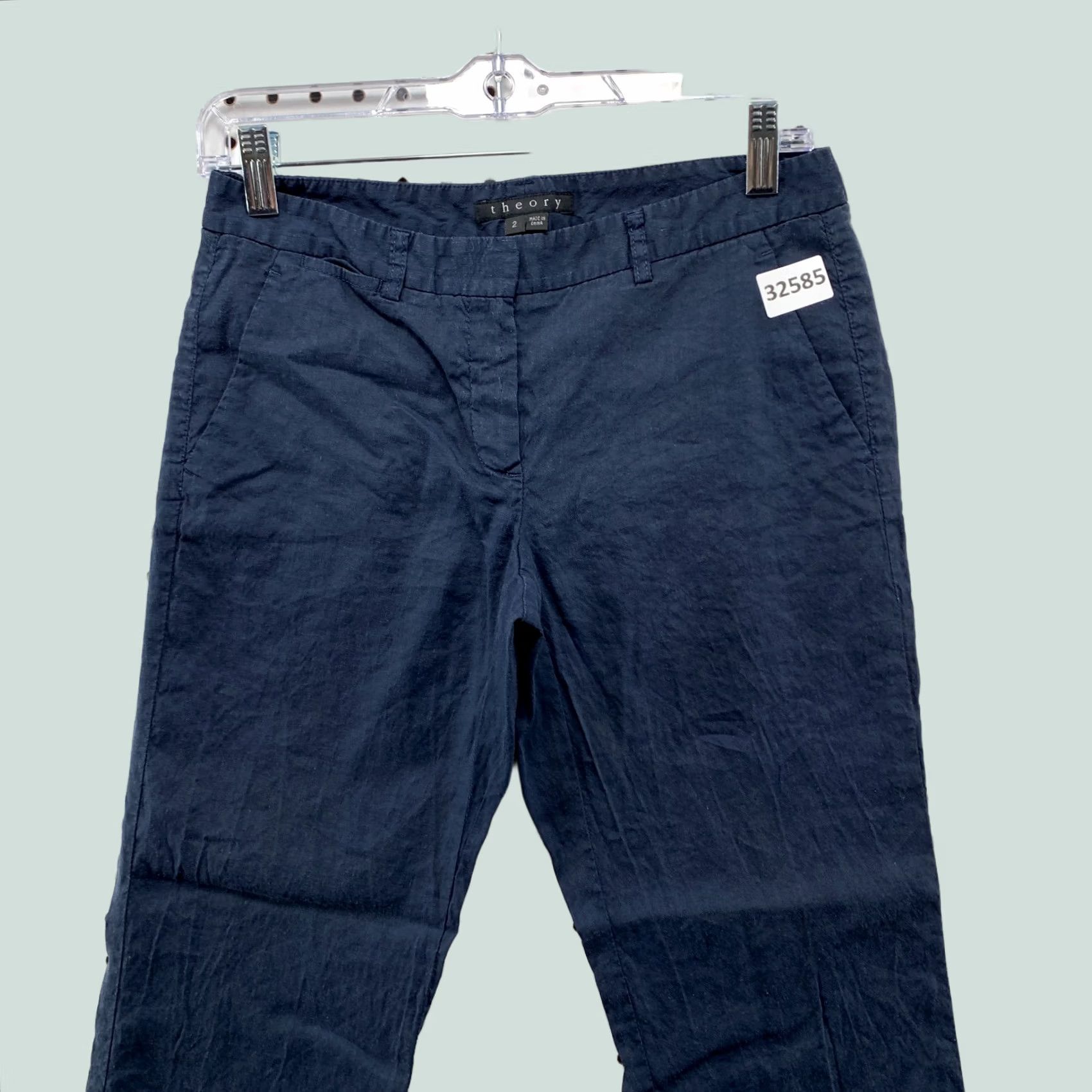 Theory Theory Chino Pants Womens Size 2 Blue Casual Linen Blend Fits 27x25.5 Size 26" / US 2 / IT 38 - 1 Thumbnail