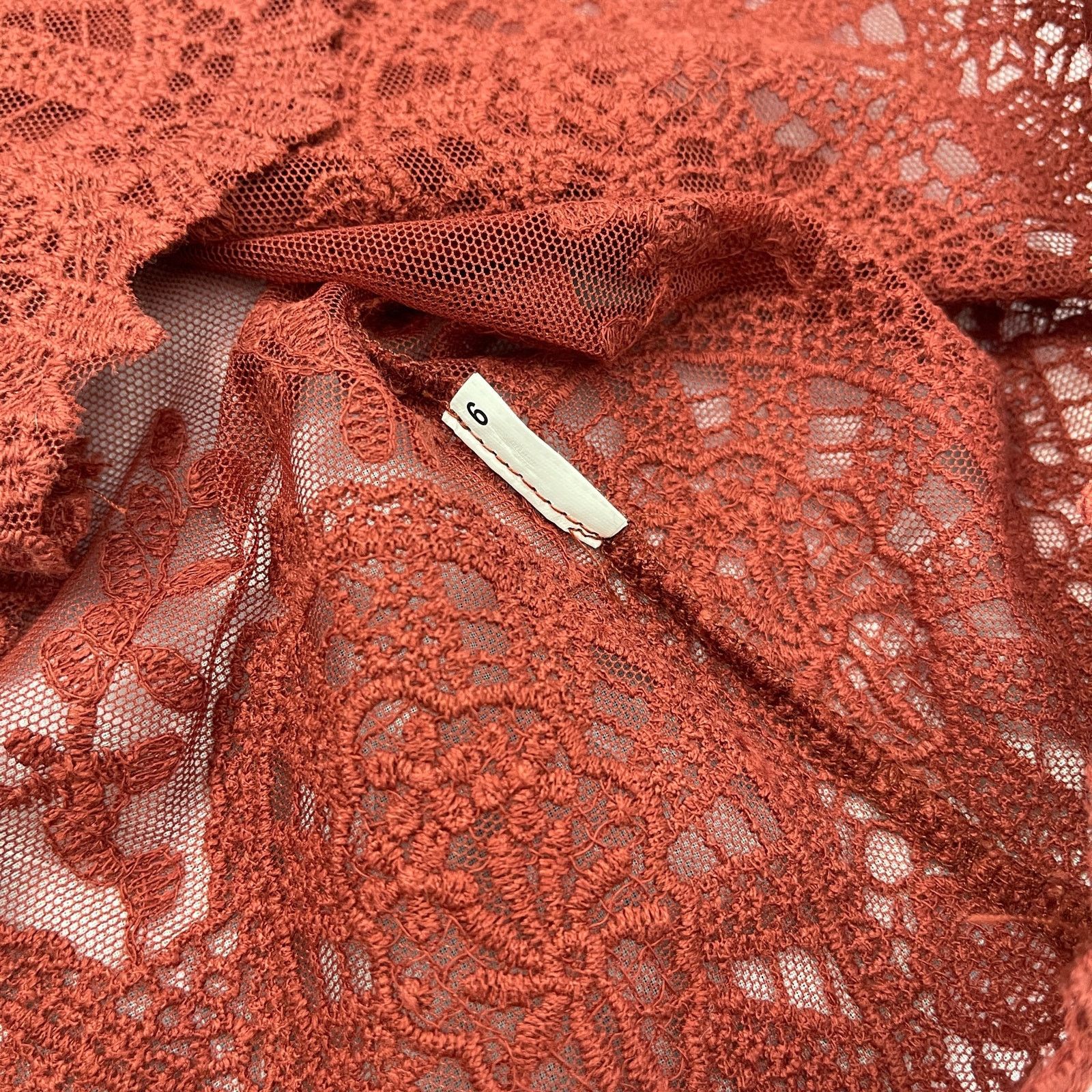 Forever 21 Rust Sheer Mesh Lace T Shirt Scalloped Hem Forever 21 Small Size S / US 4 / IT 40 - 14 Thumbnail