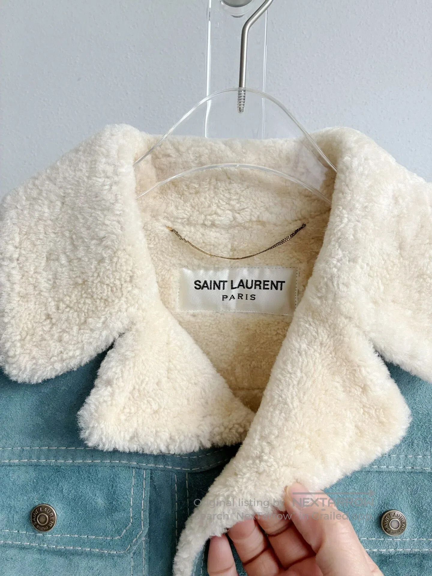 Saint Laurent Paris Saint Laurent Blue Fur Leather Jacket. Size XXS / US 00 / IT 34 - 3 Thumbnail
