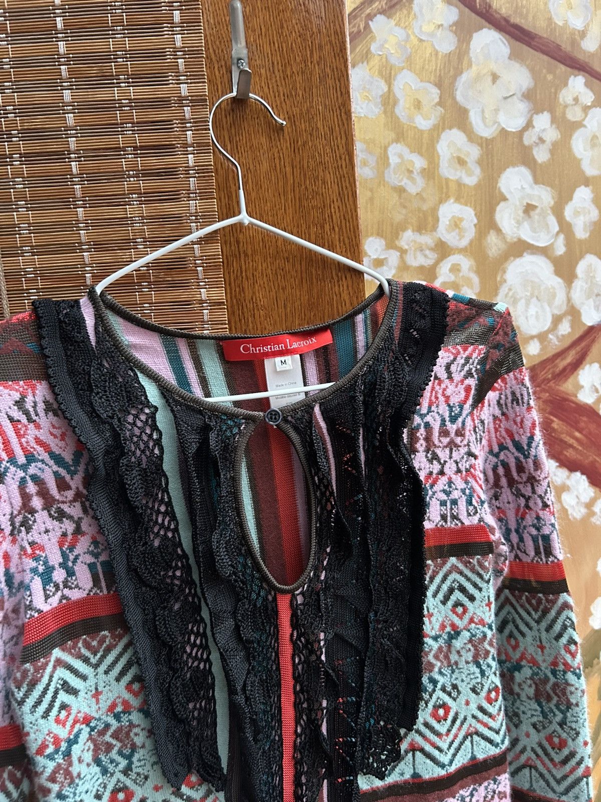 Christian Lacroix Christian Lacroix Knit Top Lace Trim Jacquard Boho Sweater Size M / US 6-8 / IT 42-44 - 5 Thumbnail