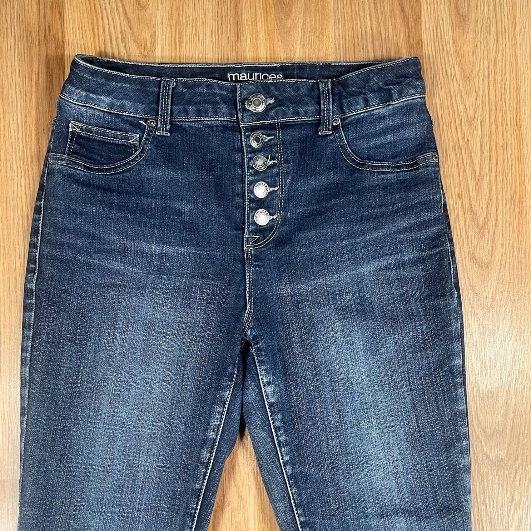 Vintage Maurices Jeans Womens Small Short Super High Rise Skinny Stretch Button Fly - Vintage Condition Size 28" / US 6 / IT 42 - 2 Thumbnail