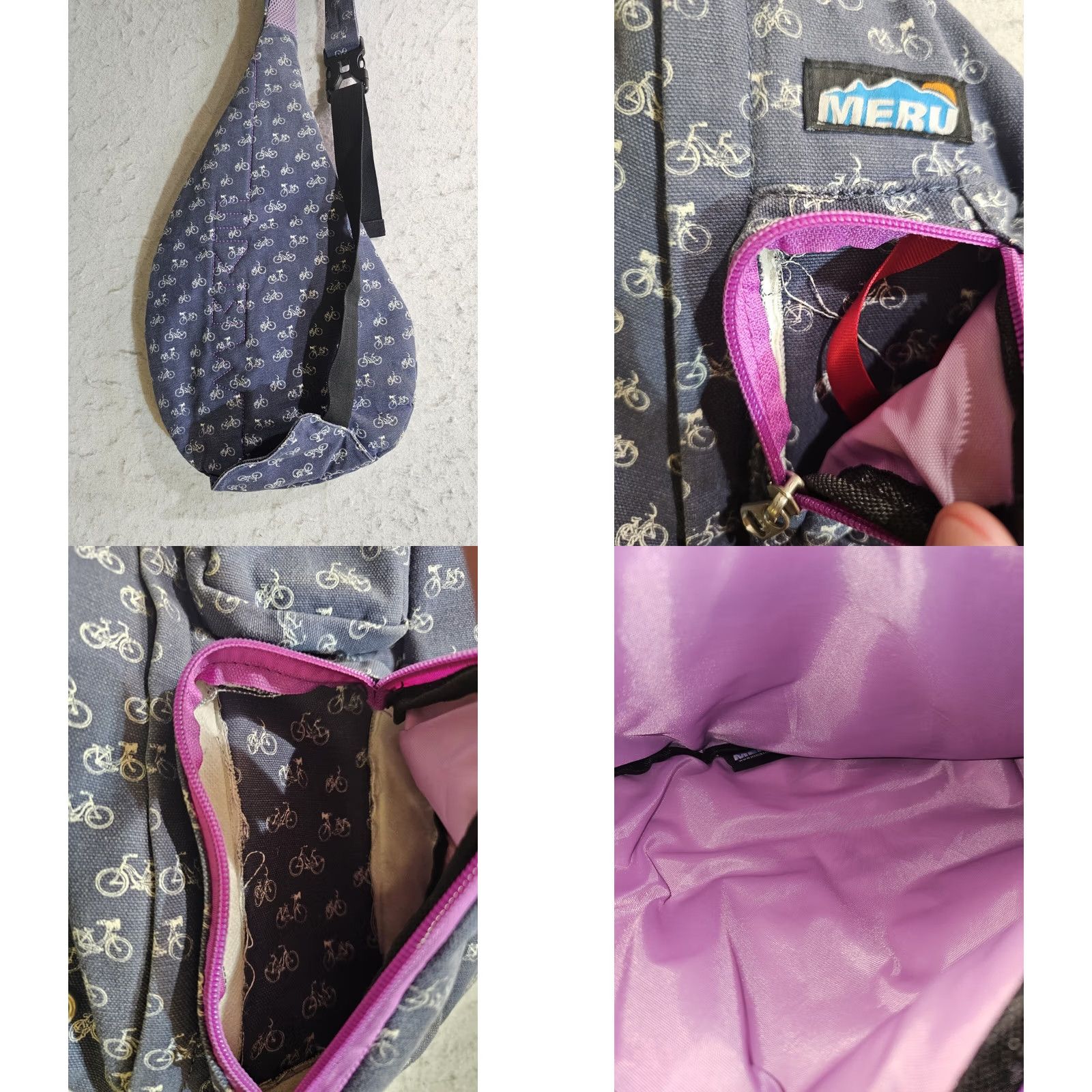 Roper Meru Sling Shoulder Bag Backpack Blue/Pink 3 Pocket Hiking Crossbody Bag Adult Unisex Outdoor Beach Colorful Rope Sling Bag Size ONE SIZE - 8 Thumbnail