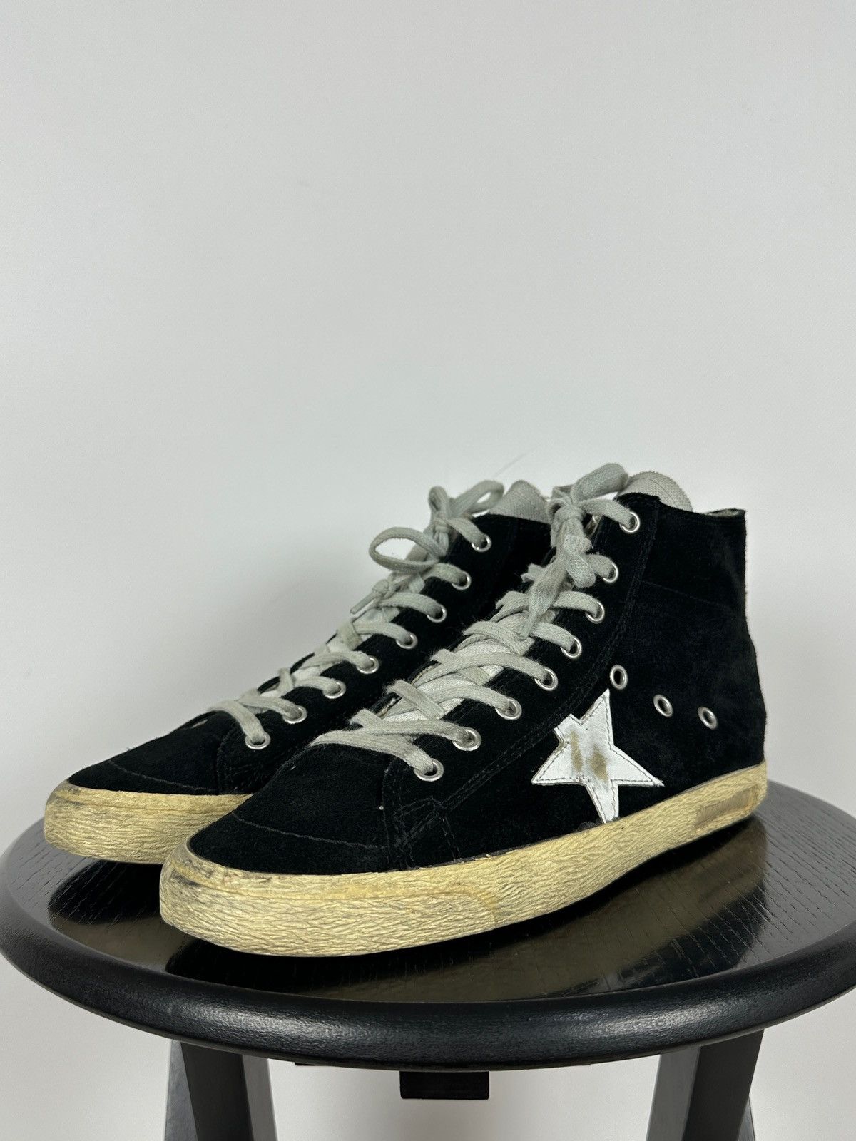 Golden Goose Golden Goose Francy Black Suede High Top Sneakers Size US 7 / EU 40 - 12 Thumbnail