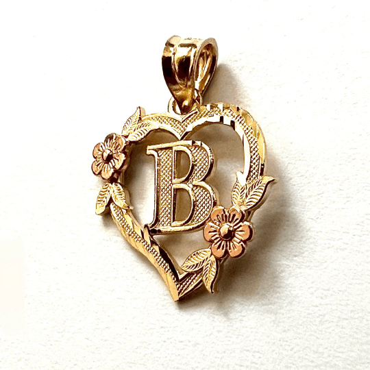 Handmade 14k Solid Gold Initial B Heart Charm | | Grailed