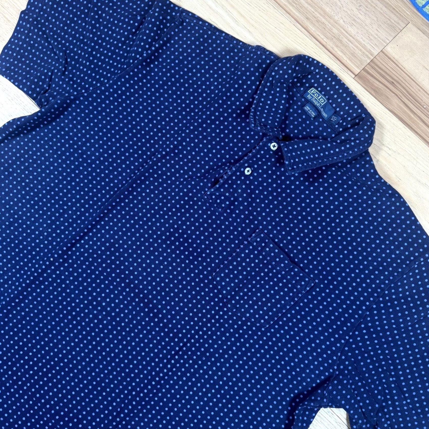 Polo Ralph Lauren VINTAGE Polo Ralph Lauren Polo Shirt Mens Big 2X Big & Tall Blue Polka Dot AOP Short Sleeve USA Rugby Size US XXL / EU 58 / 5 - 4 Thumbnail
