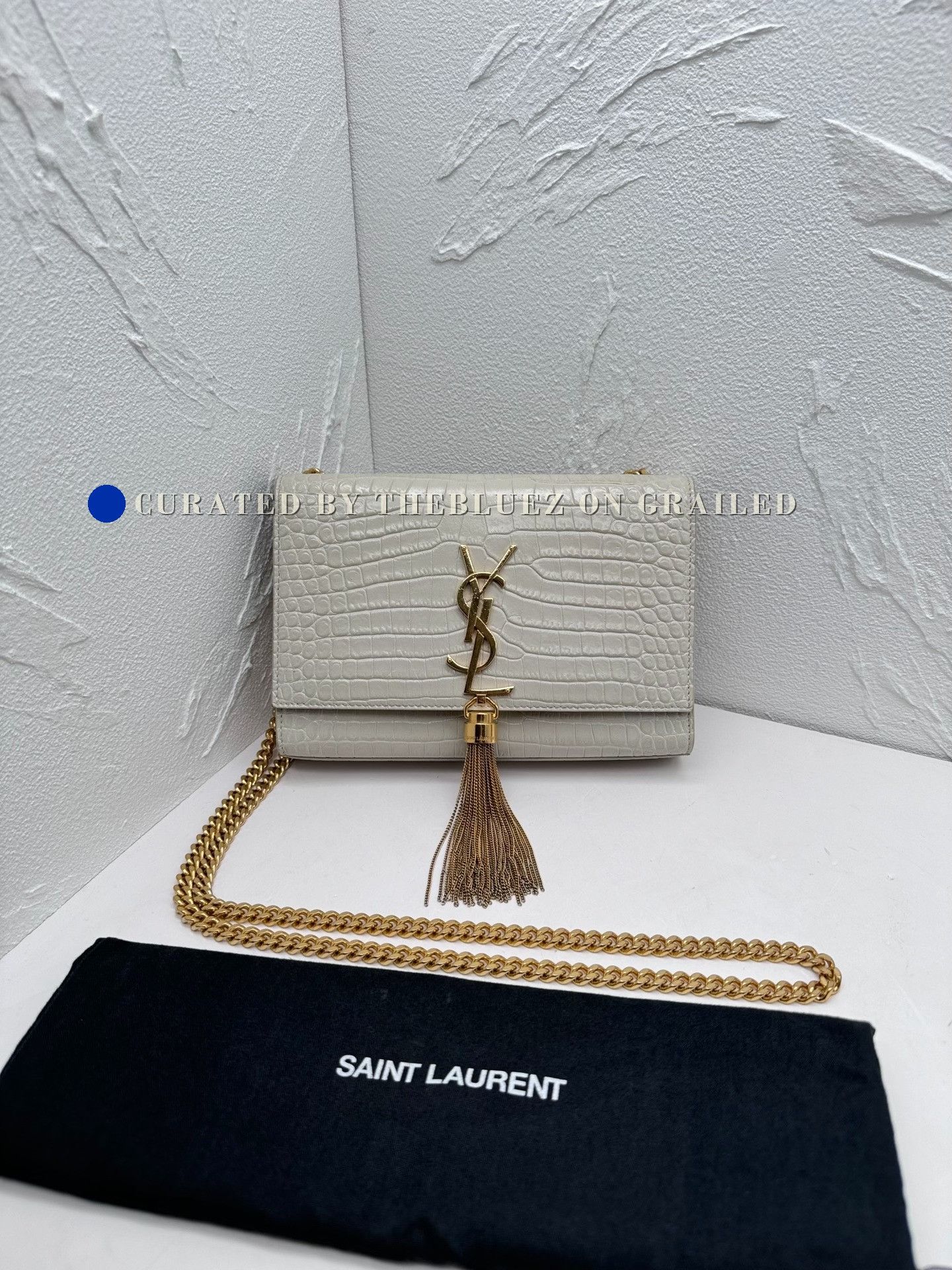 Yves Saint Laurent YSL Kate Small White Croc Embossed Bag Size ONE SIZE - 1 Thumbnail