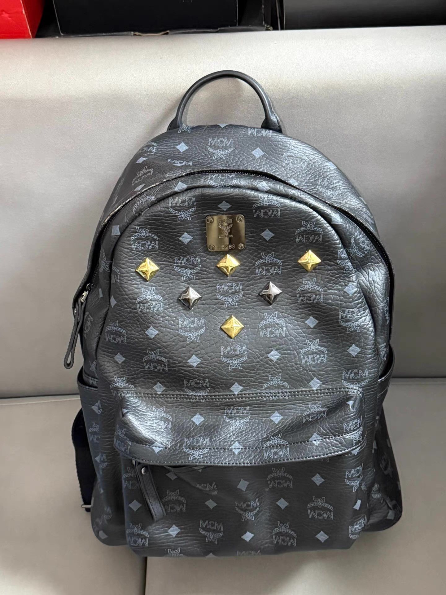 MCM Genuine MCM Studded Monogram Backpack Ｑ20 Size ONE SIZE - 9 Thumbnail