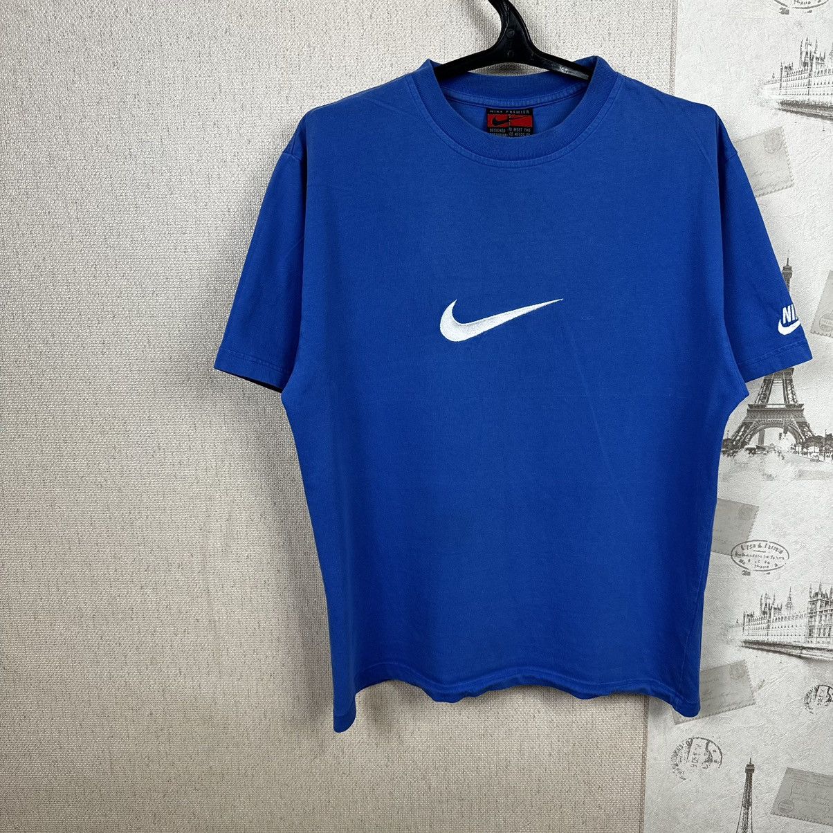 Nike × Vintage Vintage 90s Nike Premier T shirt Blue Centre Logo M Size US M / EU 48-50 / 2 - 4 Thumbnail
