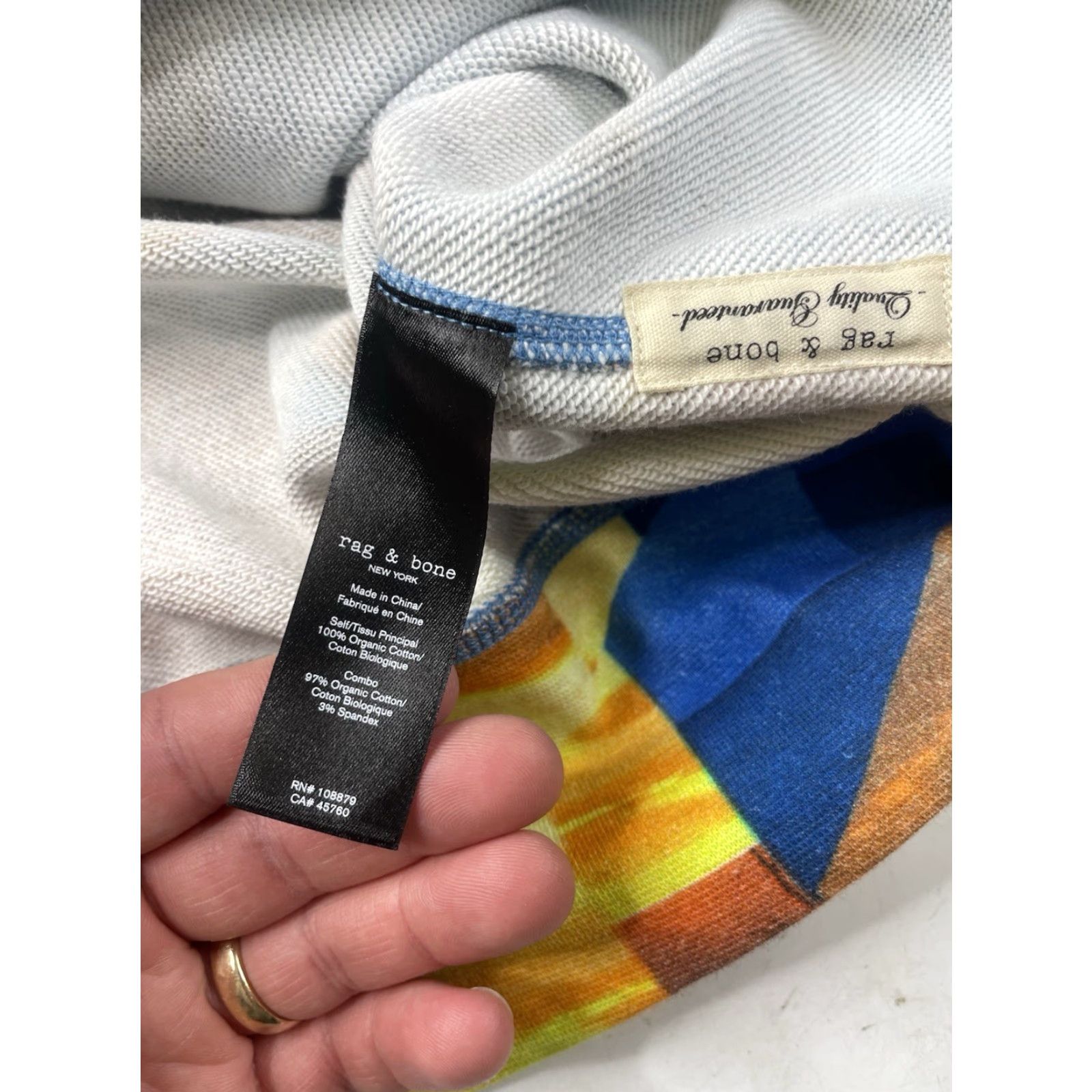 Rag & Bone rag & bone Hoodie Men L Multicolor Geometric Beach Pullover Hooded Long Sleeve Lightweight Cotton Spandex Knit Drawstring Pattern: Geometric Large Size US L / EU 52-54 / 3 - 6 Thumbnail