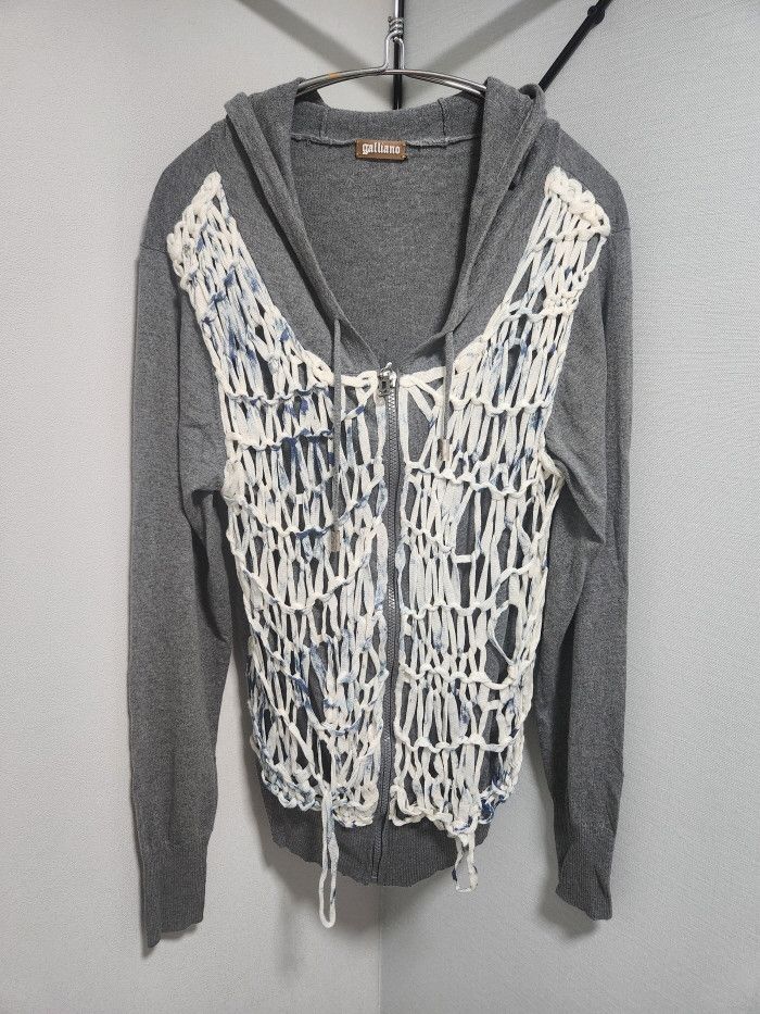 John Galliano john galliano netting 니트 후드집업 Size S / US 4 / IT 40 - 1 Thumbnail