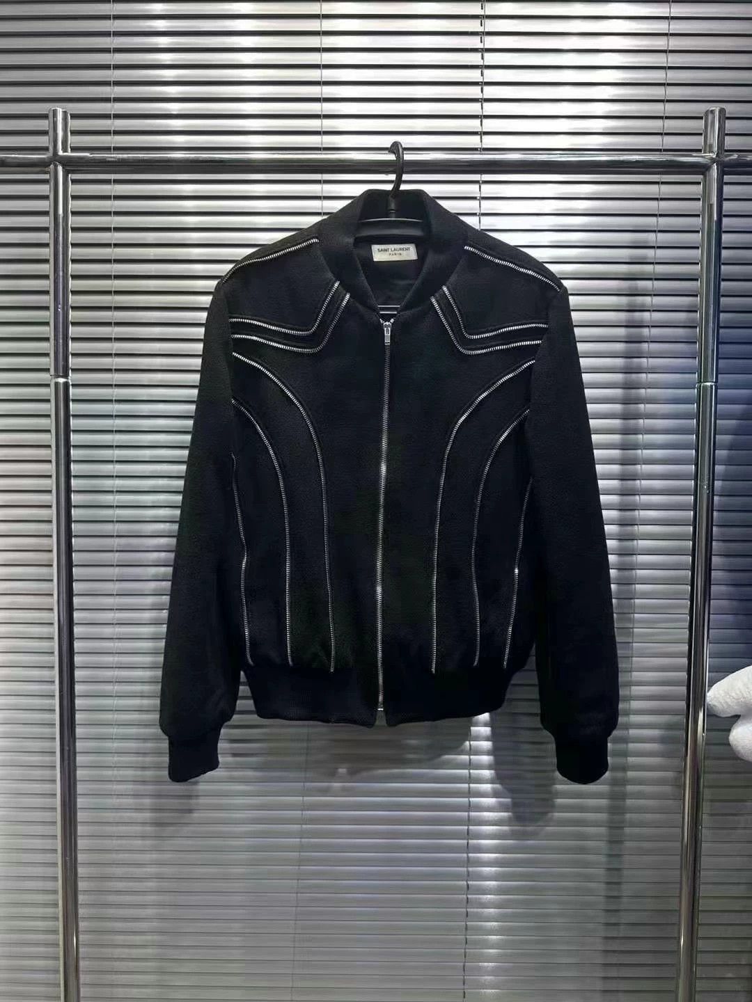 Saint Laurent Paris Saint Laurent Paris Multi zip black baseball jacket Size US M / EU 48-50 / 2 - 1 Thumbnail