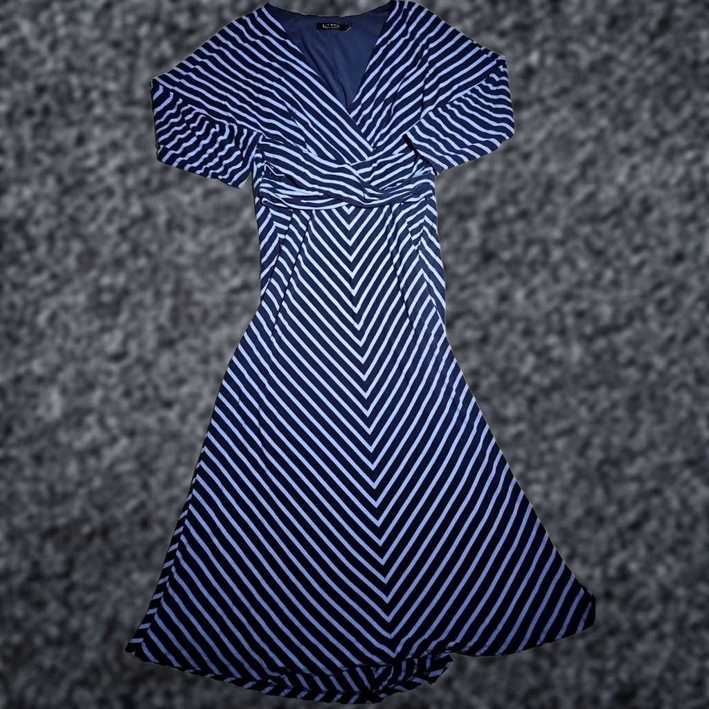 Ralph Lauren VINTAGE? No. Ralph Lauren Black Label Womens Dress Blue Small Long Stretchy Shift Geometric Dress Size M / US 6-8 / IT 42-44 - 1 Thumbnail