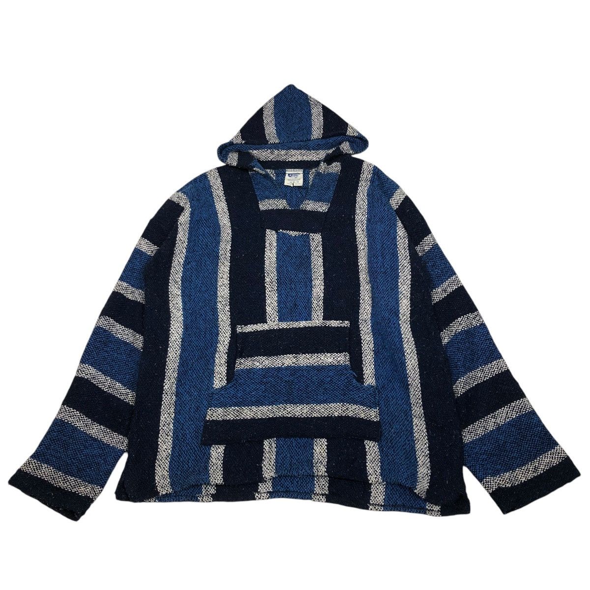 Japanese Brand 🔥VINTAGE BAJA HOODIE STRIPED DESIGN WOOL MEXICO FABRIC Size US XL / EU 56 / 4 - 1 Thumbnail