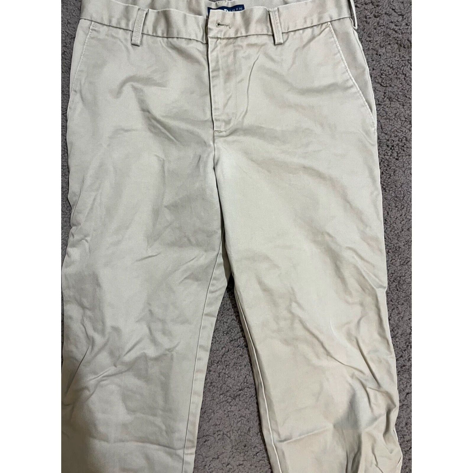 Izod IZOD American Chino SLIM FIT MEN'S 32X30 KHAKIS/CHINOS PANTS Casual, Flat Front, Belt Loops, Beige, 98% Cotton 2% Spandex, Slim, Regular, Mens Size US 32 / EU 48 - 2 Thumbnail