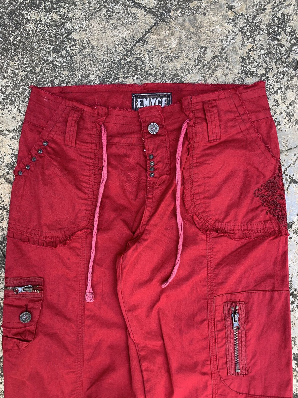 Enyce y2k Enyce Workwear Red Combat Cargo Embroidery Pants Size 27" / US 4 / IT 40 - 7 Thumbnail