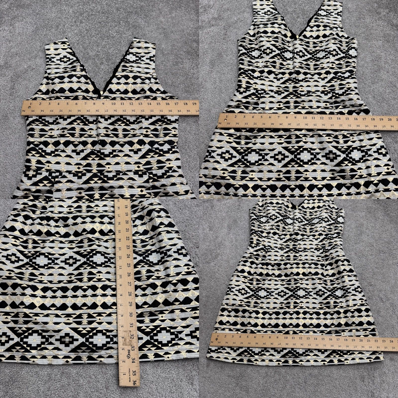 Vintage VINTAGE not FRNCH Paris Geometric Aztec Mini Shift Dress Womens Large Gold Black Sleeveless Size L / US 10 / IT 46 - 9 Thumbnail