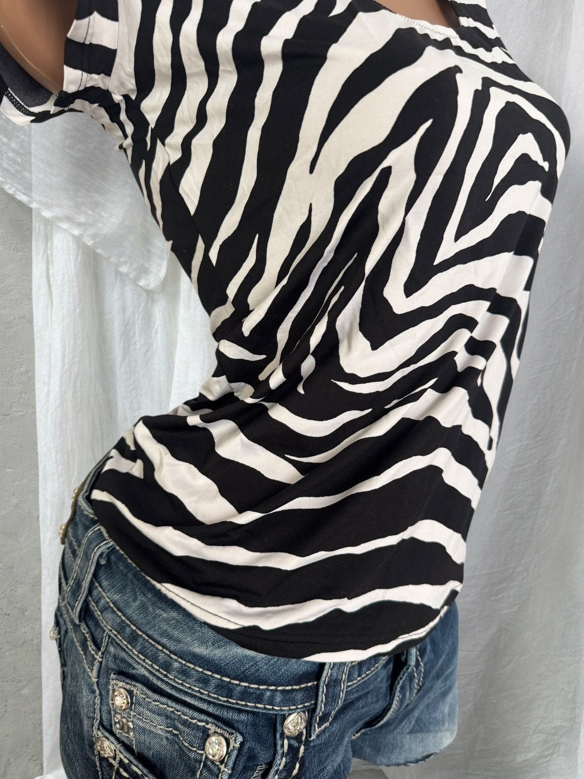 D&G Dolce & Gabbana Vintage Zebra Print Y2K T-Shirt