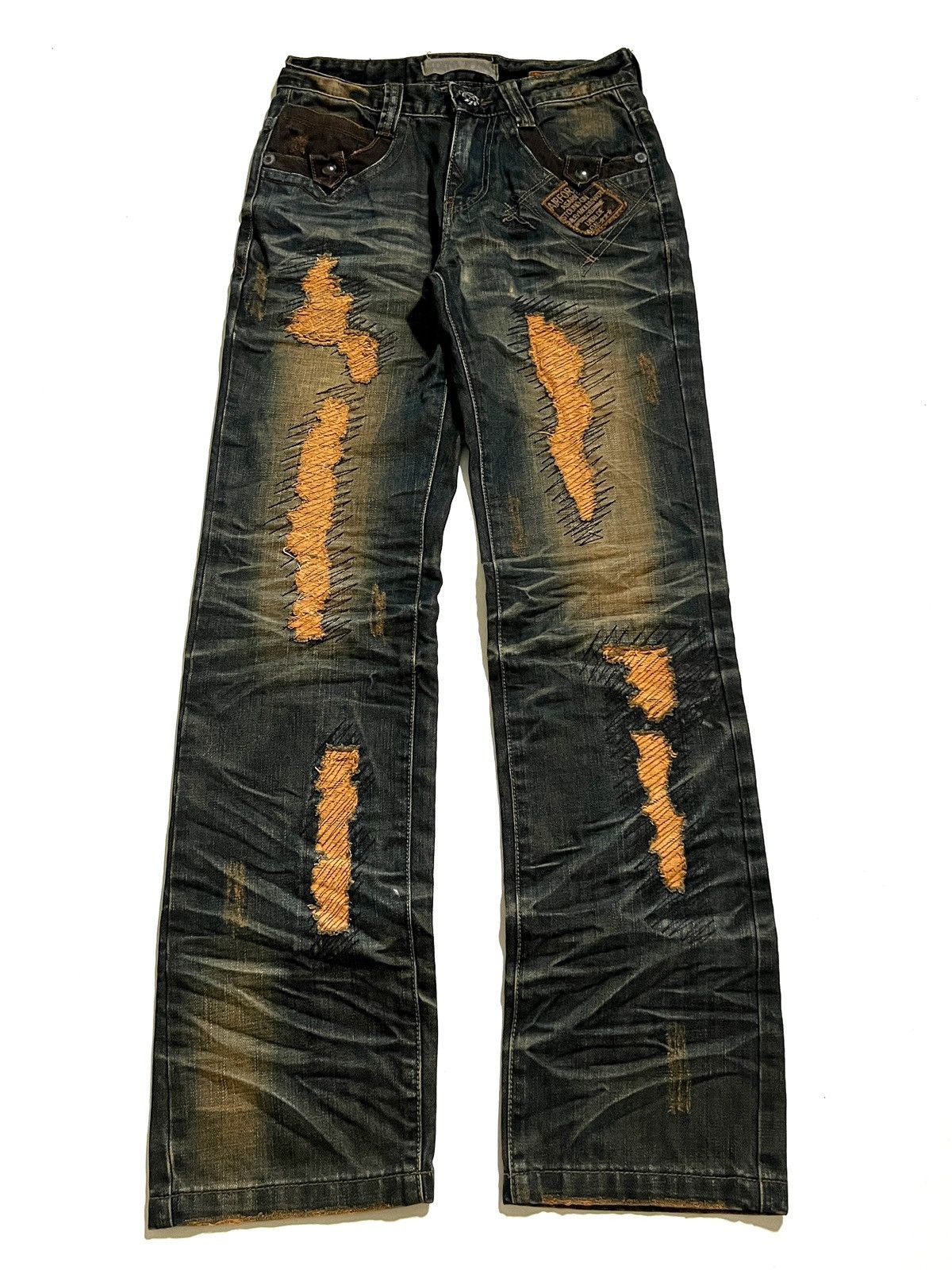 Japanese Brand Tokyo Boulevard Mud Wash Distressed Jeans Y2K Vkei Size US 29 - 1 Thumbnail