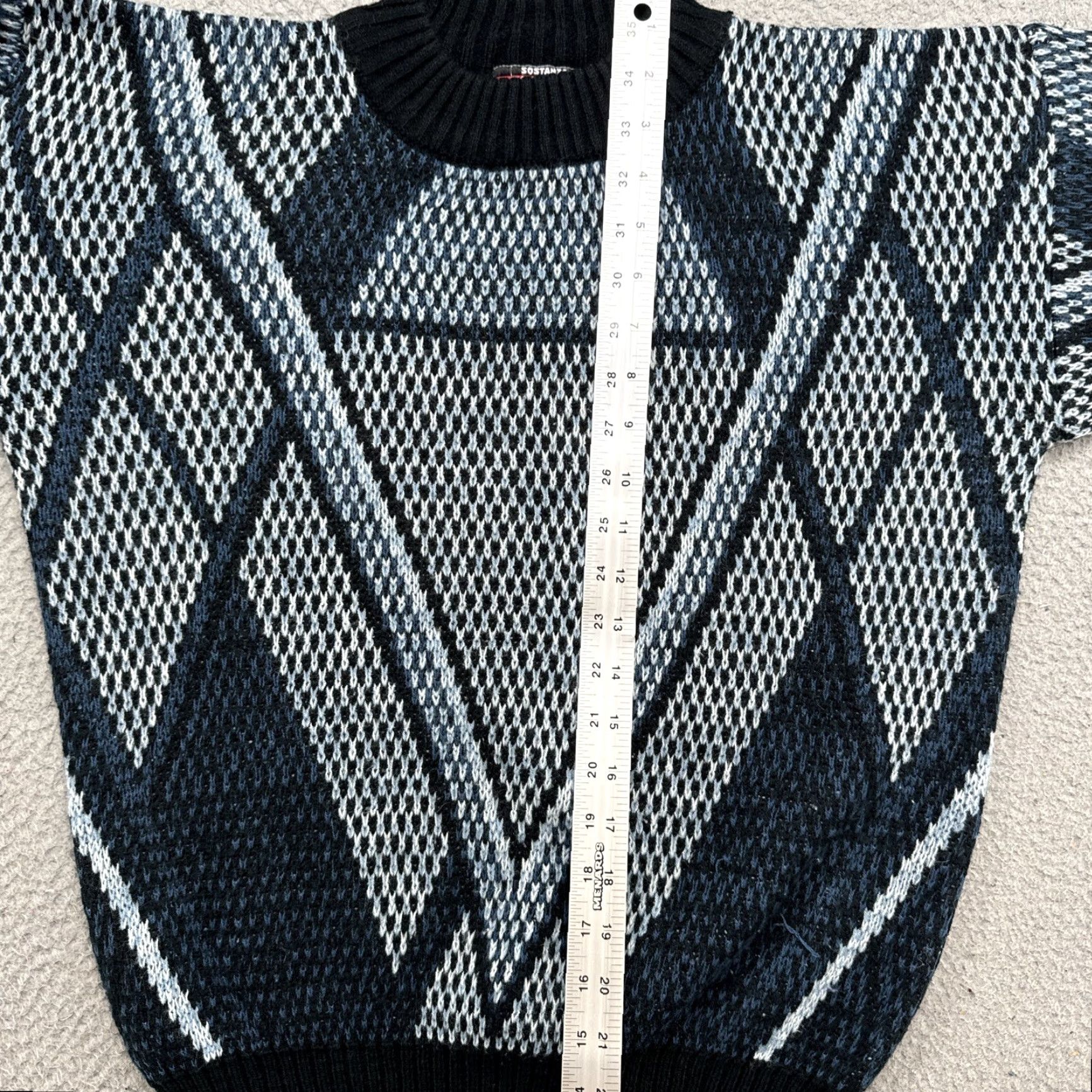 Vintage VINTAGE Sostanza Fashion Police Women’s Acrylic Crewneck Pullover Size M Blue Geometric Knit Sweater Size M / US 6-8 / IT 42-44 - 6 Thumbnail