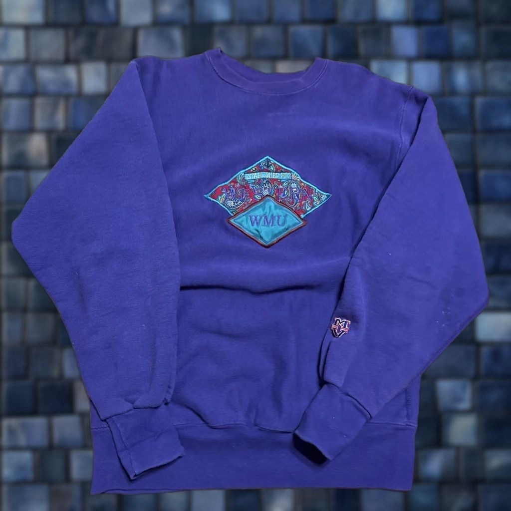 Vintage VINTAGE MV Sport Pro Weave WMU Western Michigan Crewneck Sweatshirt Mens L Purple 90s Sports University MV Sport Mens Large L Size US L / EU 52-54 / 3 - 1 Thumbnail