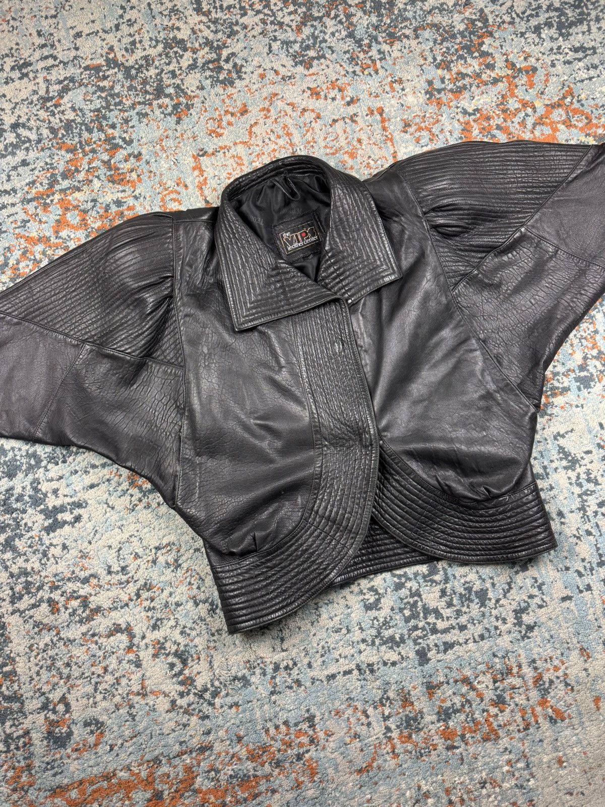 Japanese Brand × Vintage Vintage 90s crazy real leather avant garde design jacket Size M / US 6-8 / IT 42-44 - 3 Thumbnail