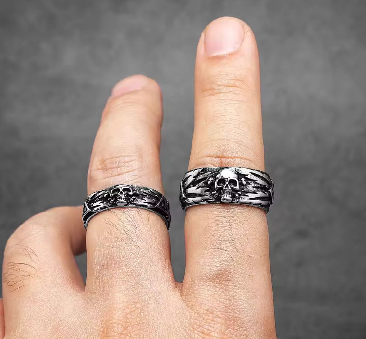 Japanese Brand Rare Retro Domineering Skull Stainless Steel Ring Size 9 Size ONE SIZE - 3 Thumbnail