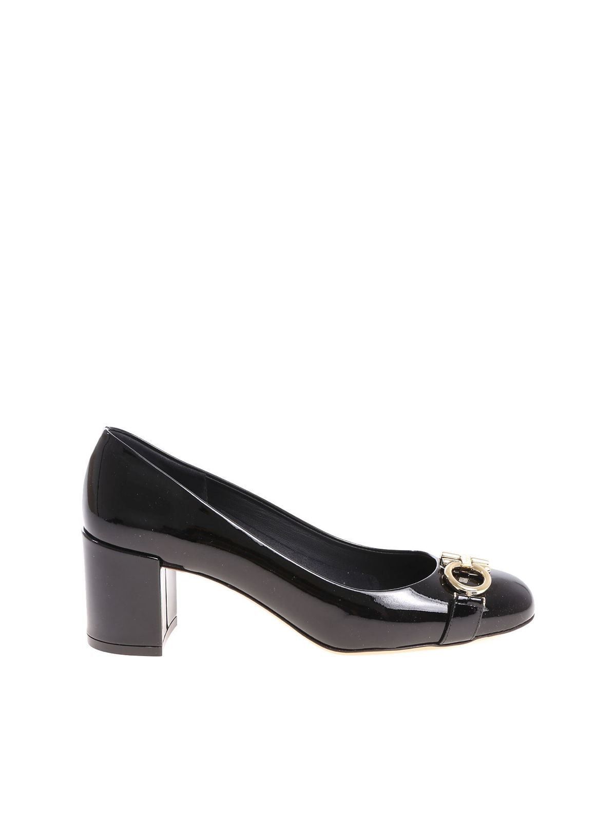 Salvatore Ferragamo o1s1rm0526 Patent Leather Garda Pumps in Black Size US 6 / IT 36 - 1 Thumbnail